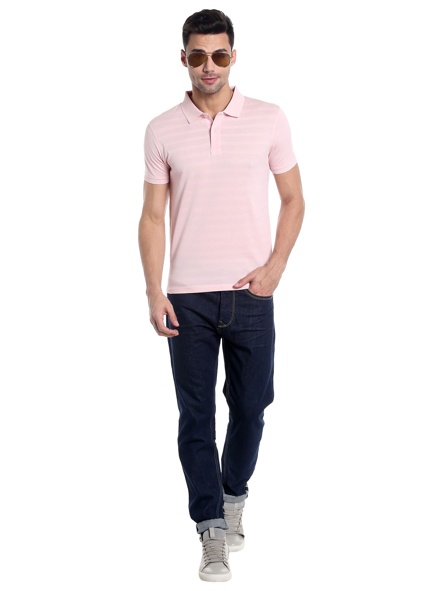Lilac Striped Polo T-Shirt