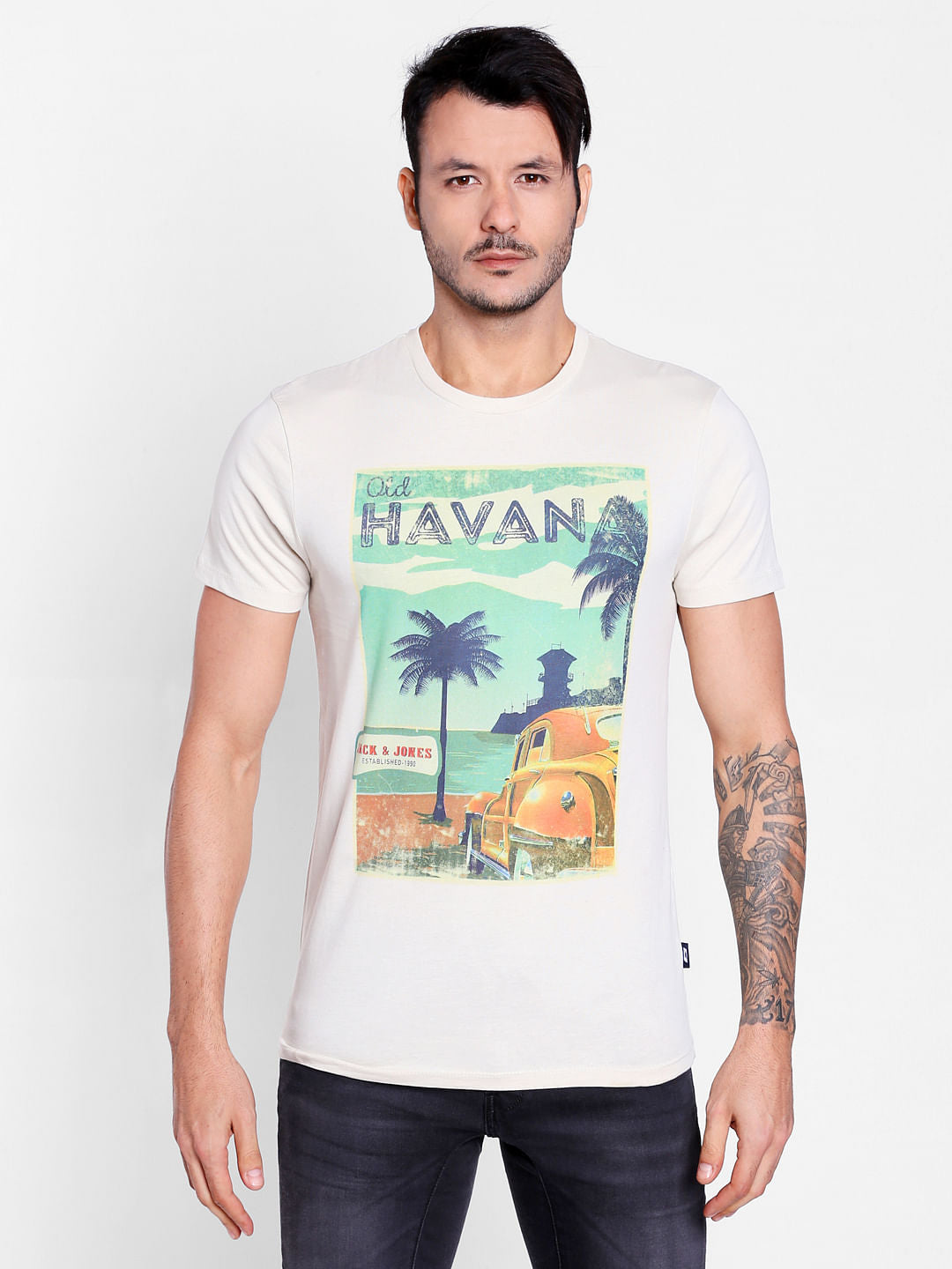 Off White Graphic Print Crew Neck T-Shirt - S