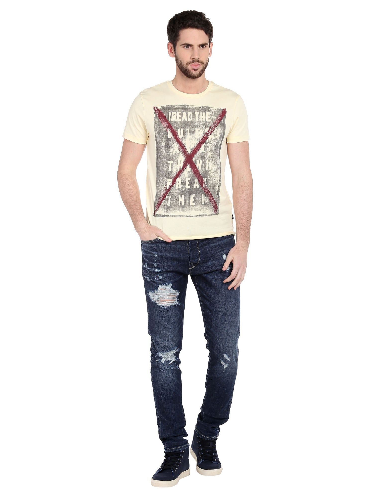 Yellow Slogan Print T-Shirt