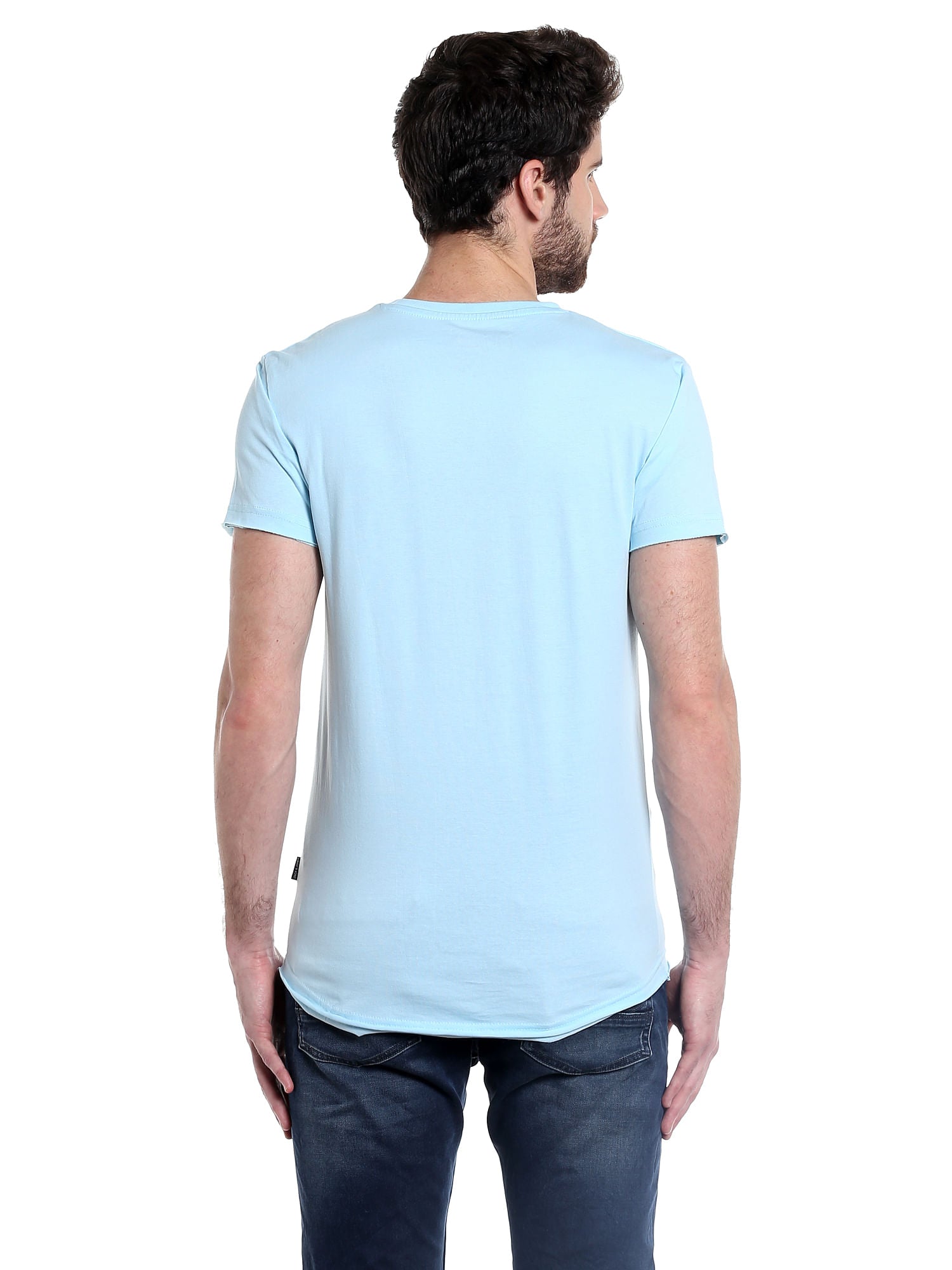Blue Slogan Print Crew Neck T-Shirt