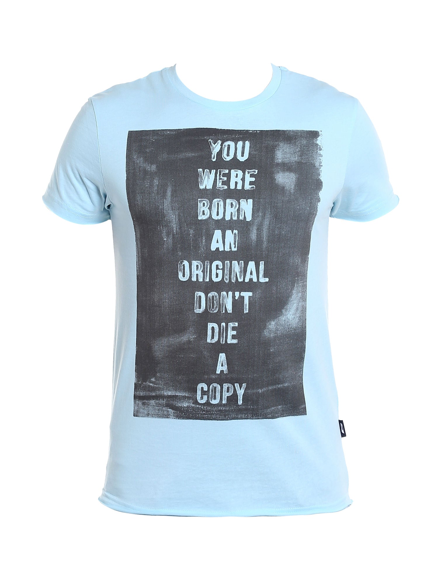 Blue Slogan Print Crew Neck T-Shirt