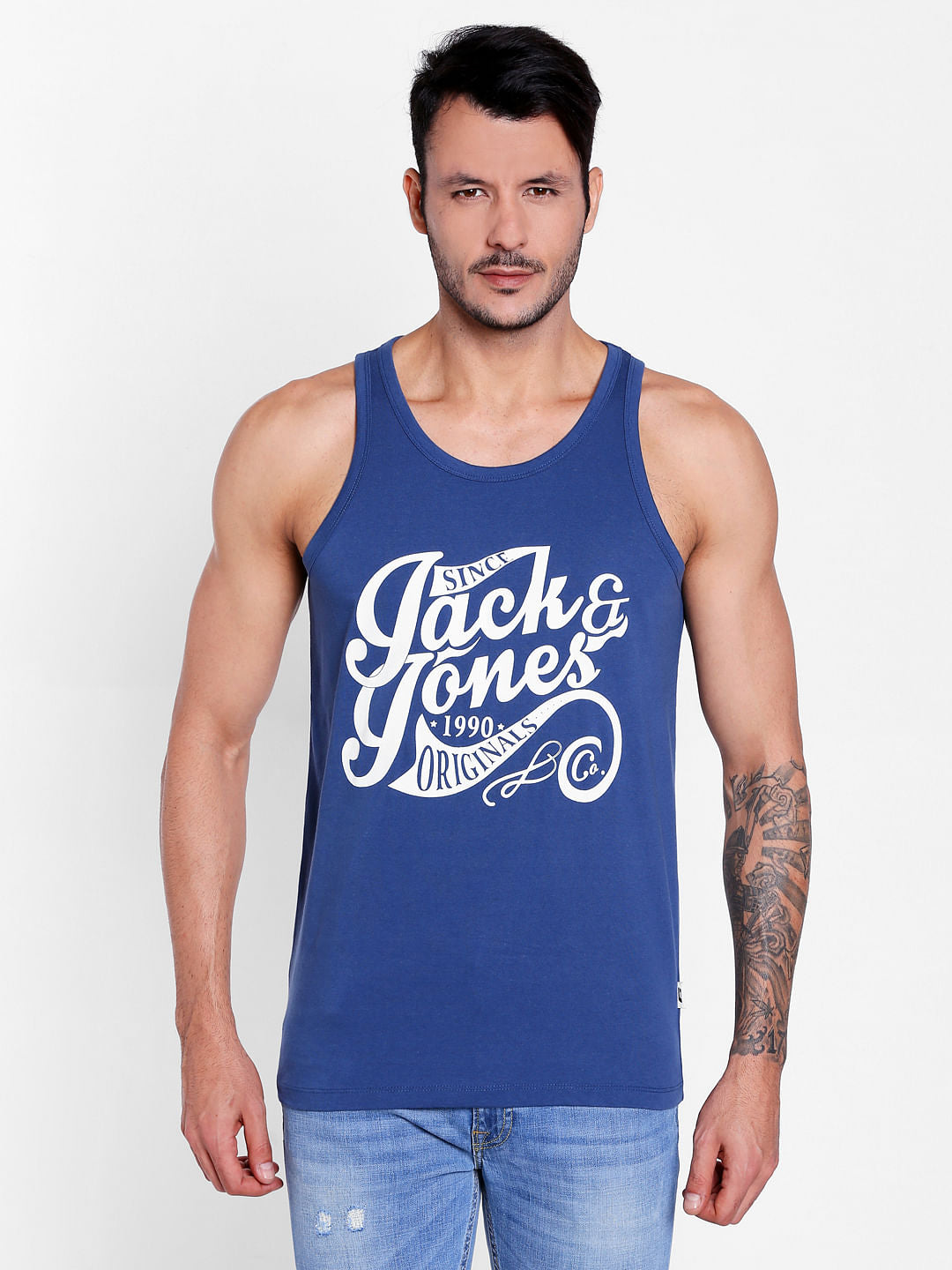 Blue Graphic Print Tank Top