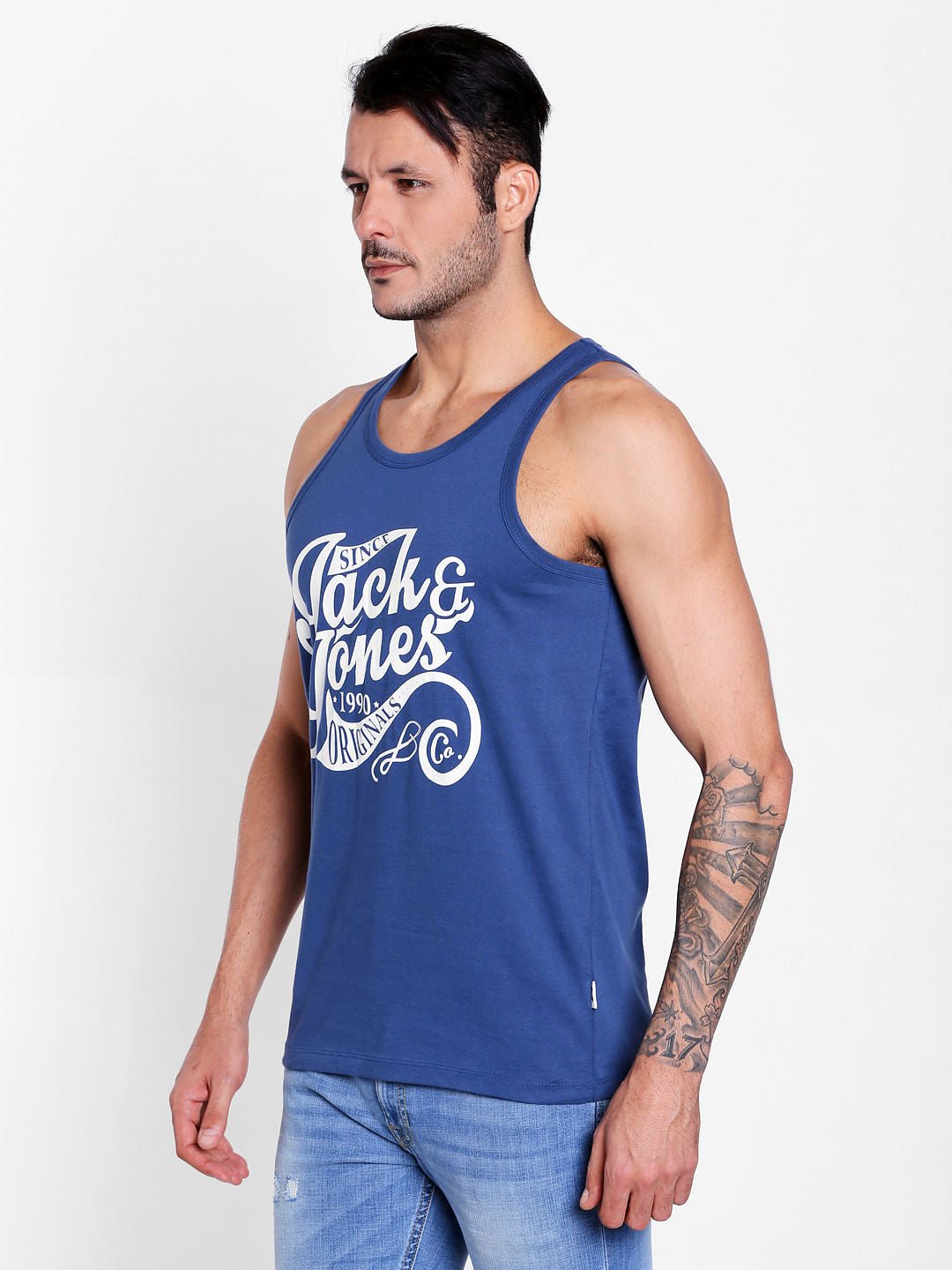 Blue Graphic Print Tank Top