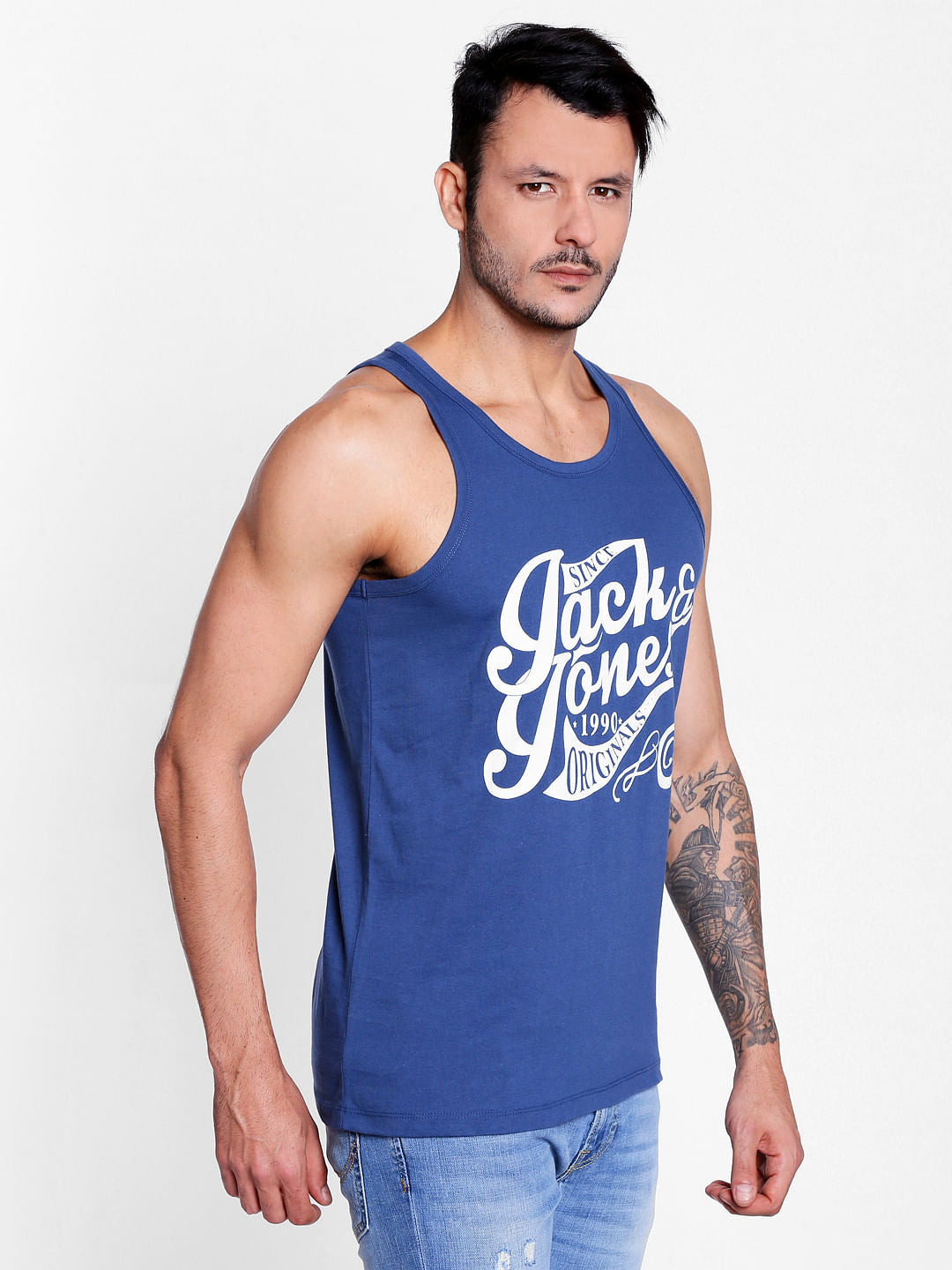 Blue Graphic Print Tank Top