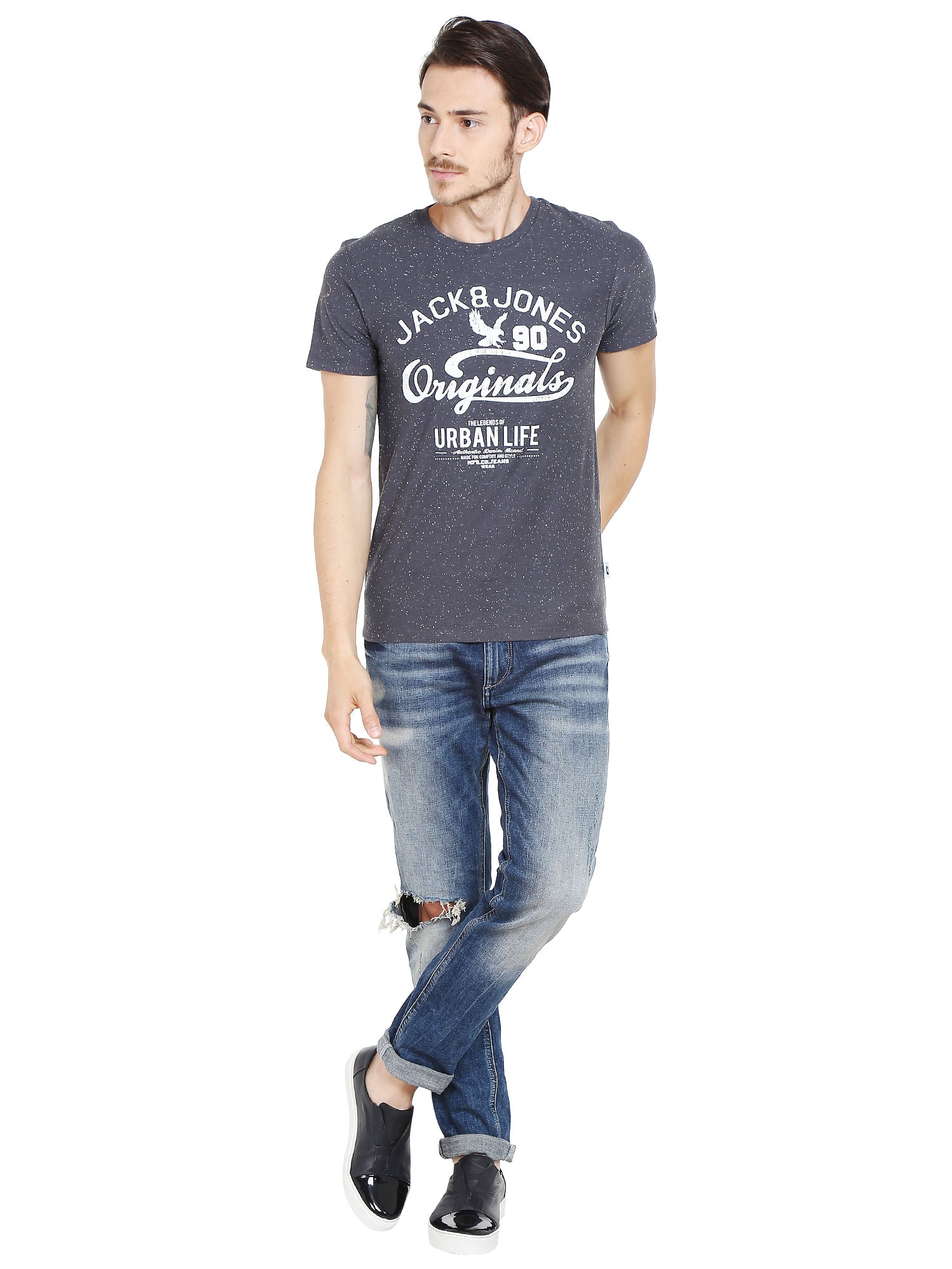 Black Graphic Print Crew Neck T-Shirt
