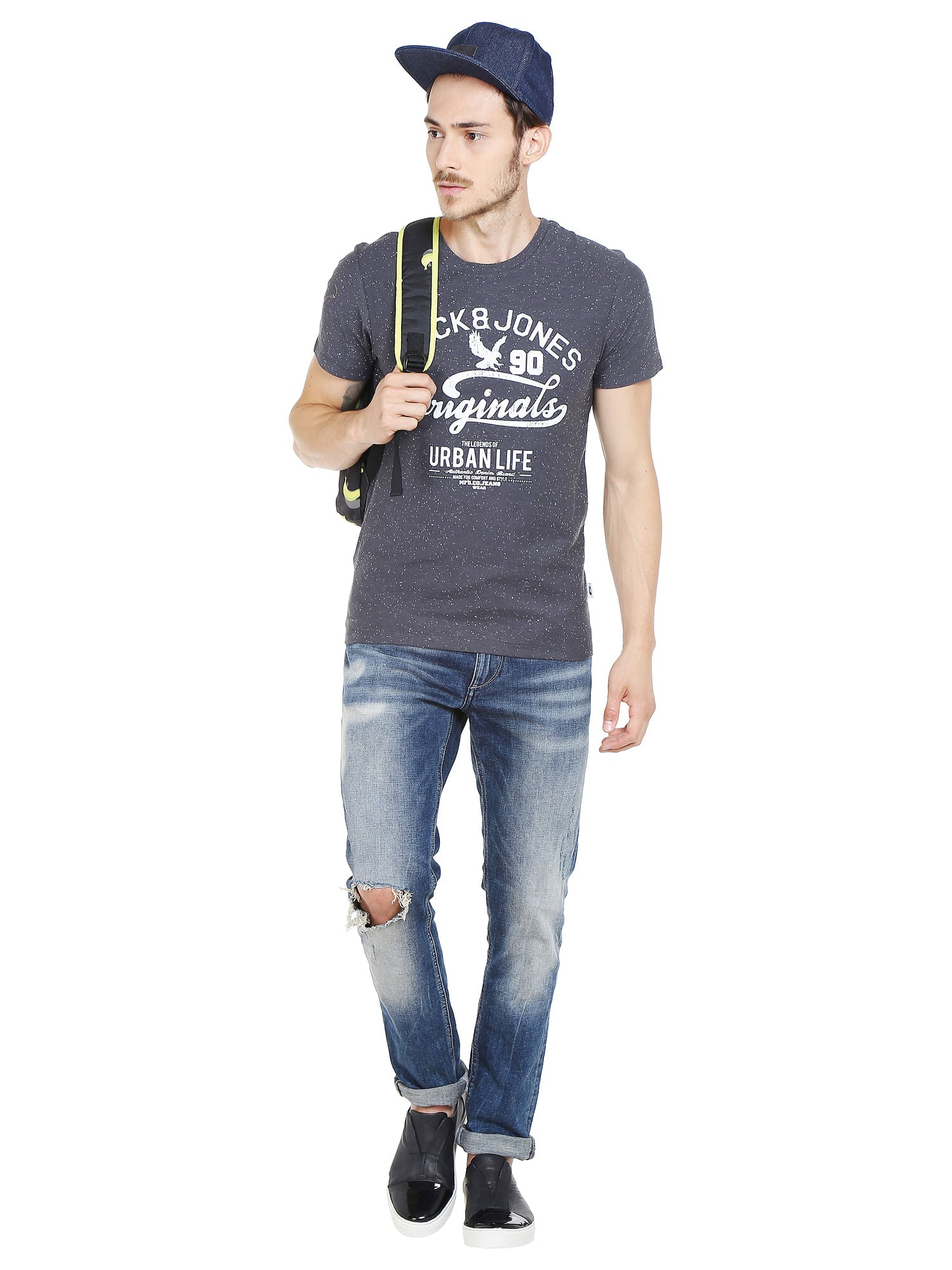 Black Graphic Print Crew Neck T-Shirt
