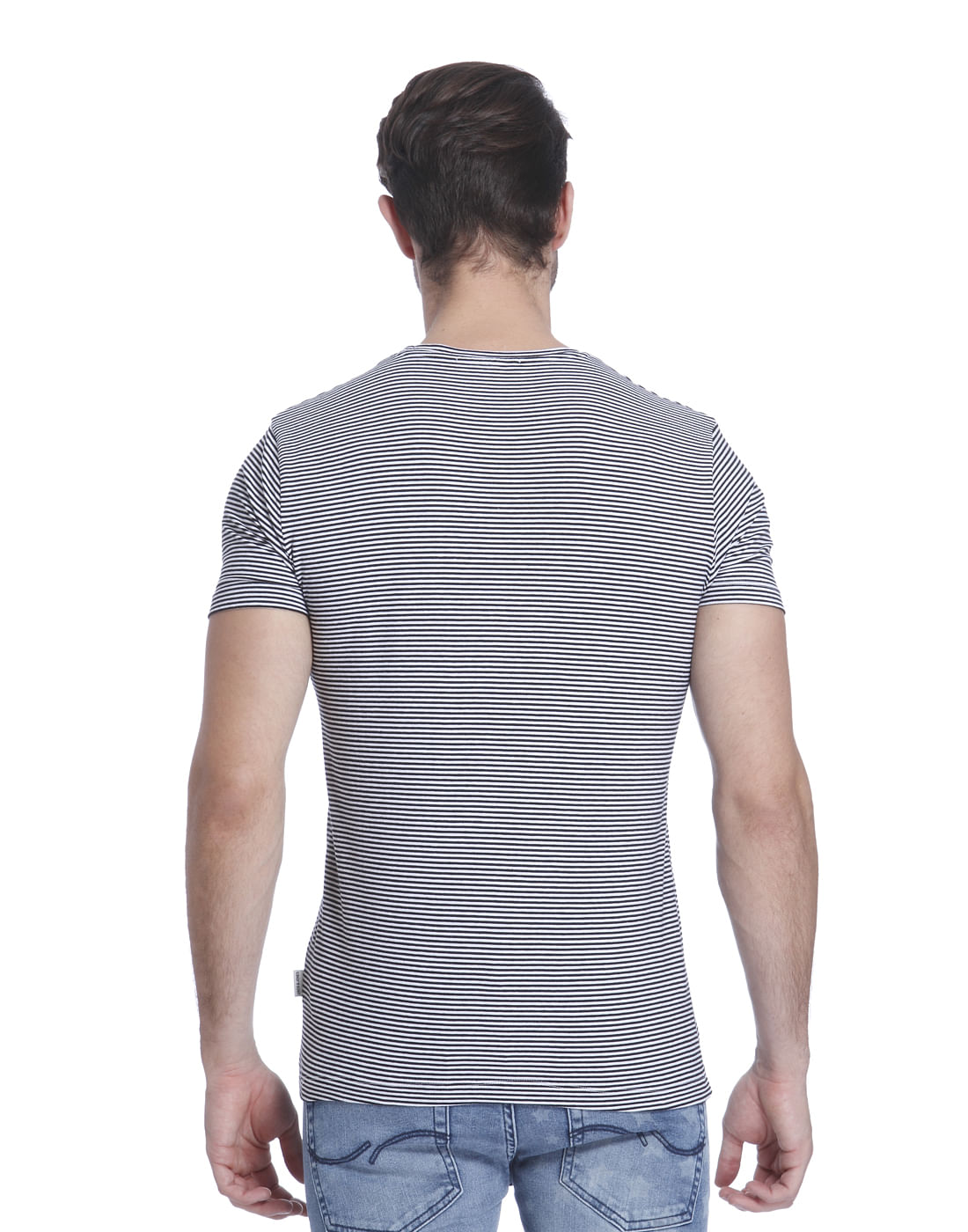 Blue Striped Crew Neck T-Shirt