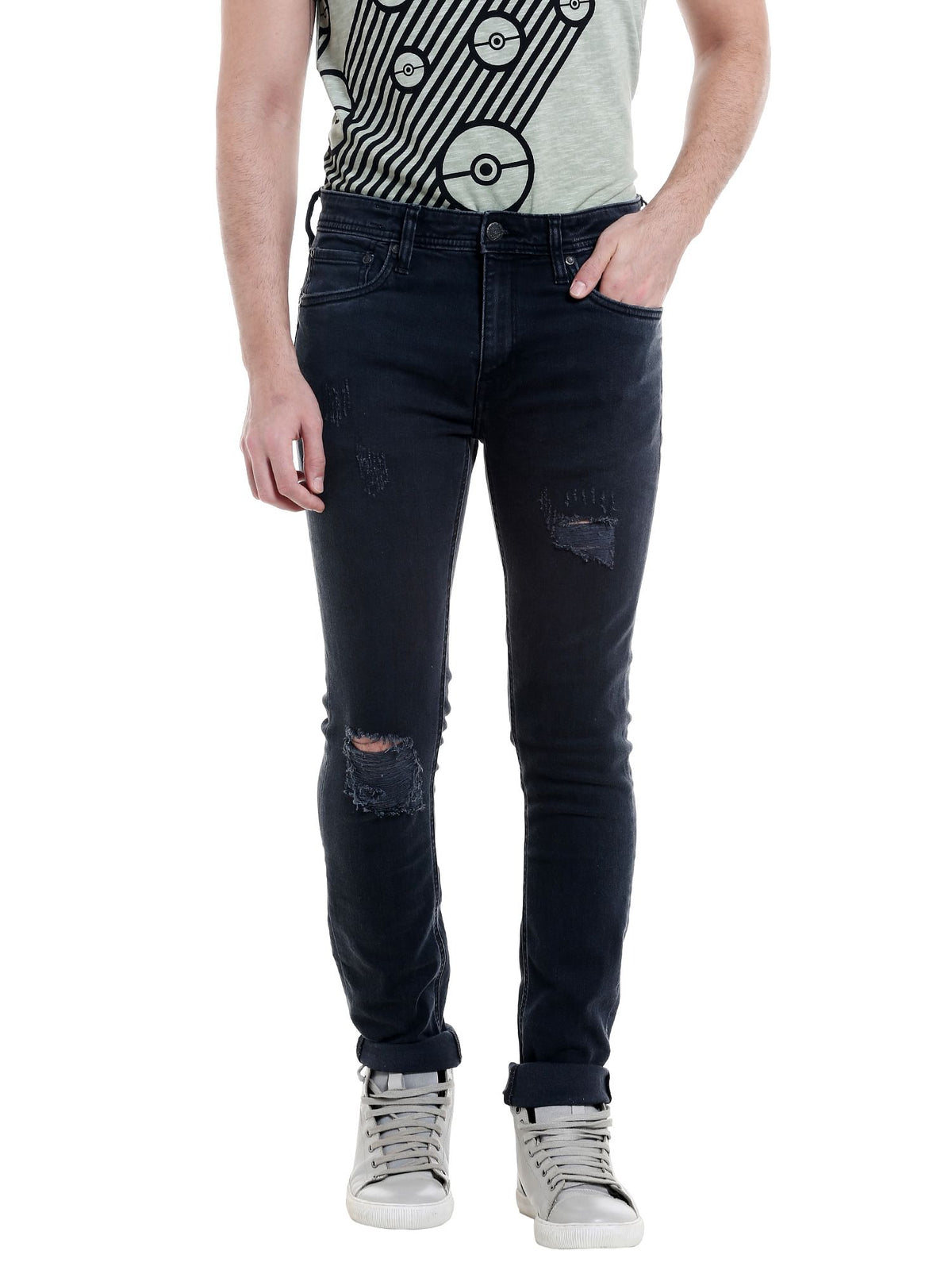Dark Grey Distressed Skinny Jeans - 28/32