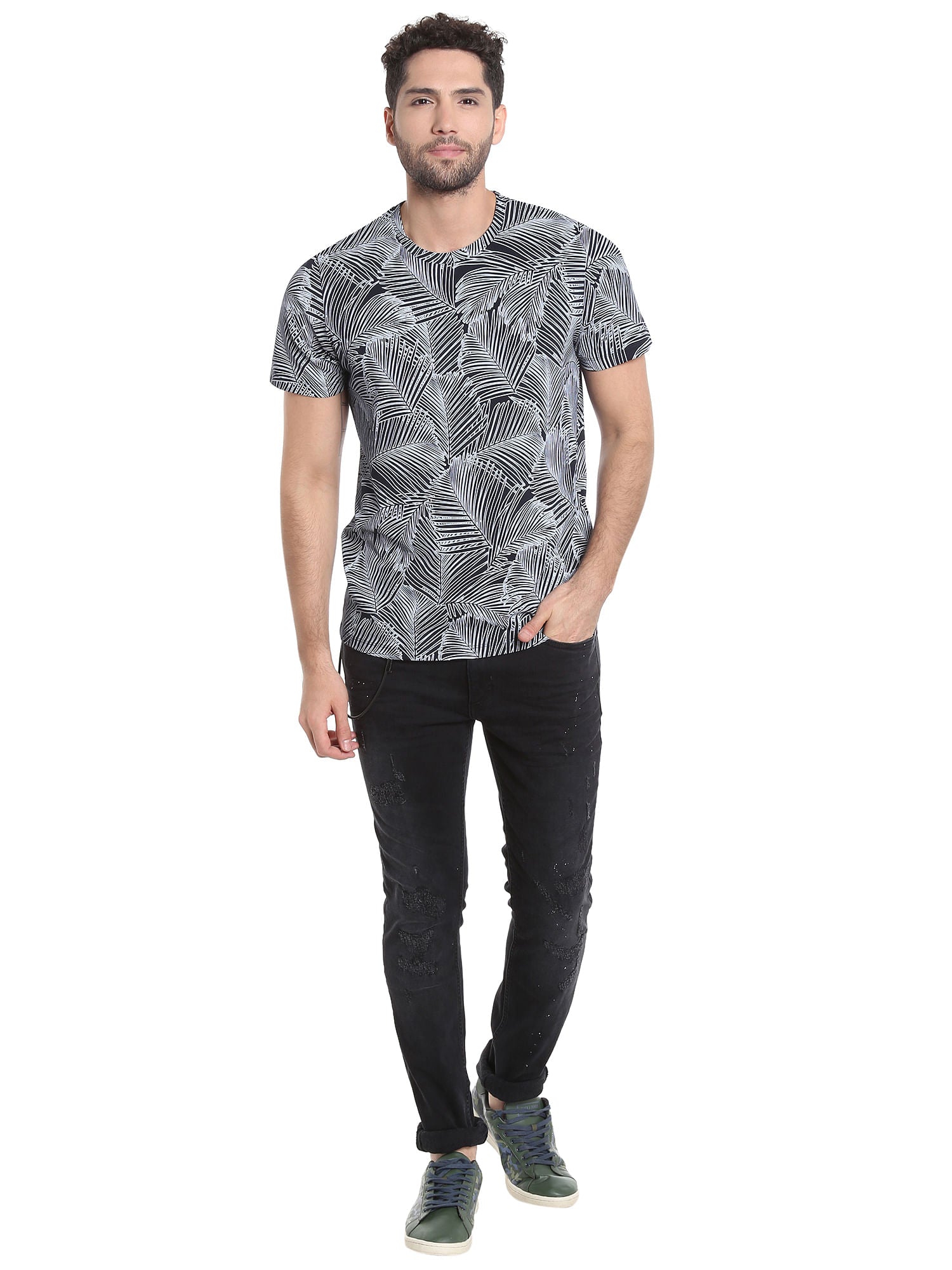 Black Low Rise Skinny Fit Distressed Jeans