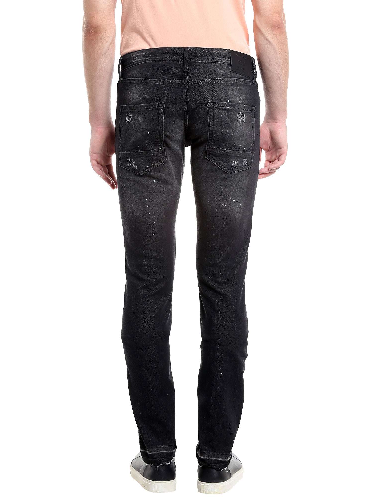 Black Distressed Patchwork Slim Jeans