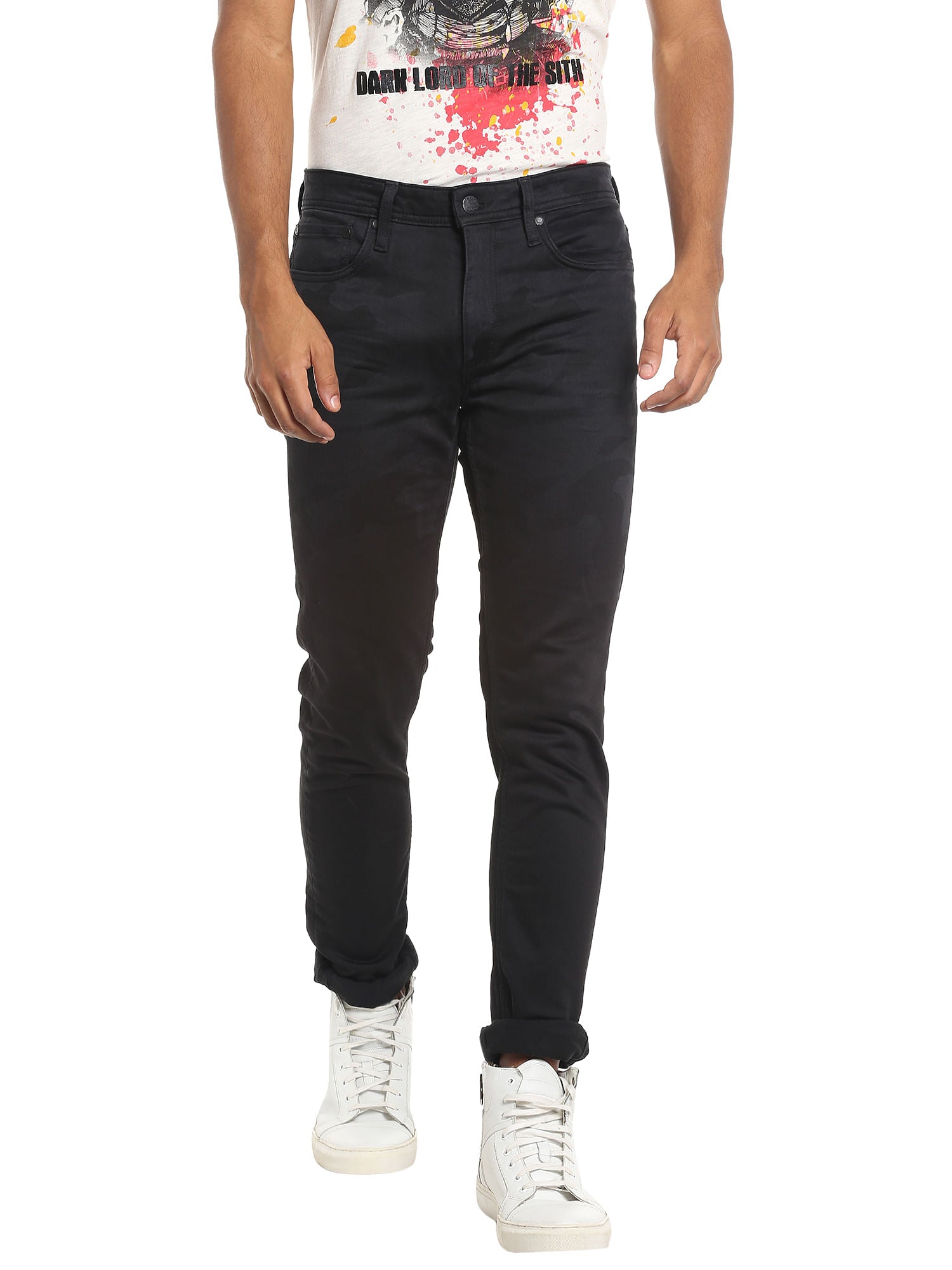 Black Camo Print Skinny Jeans