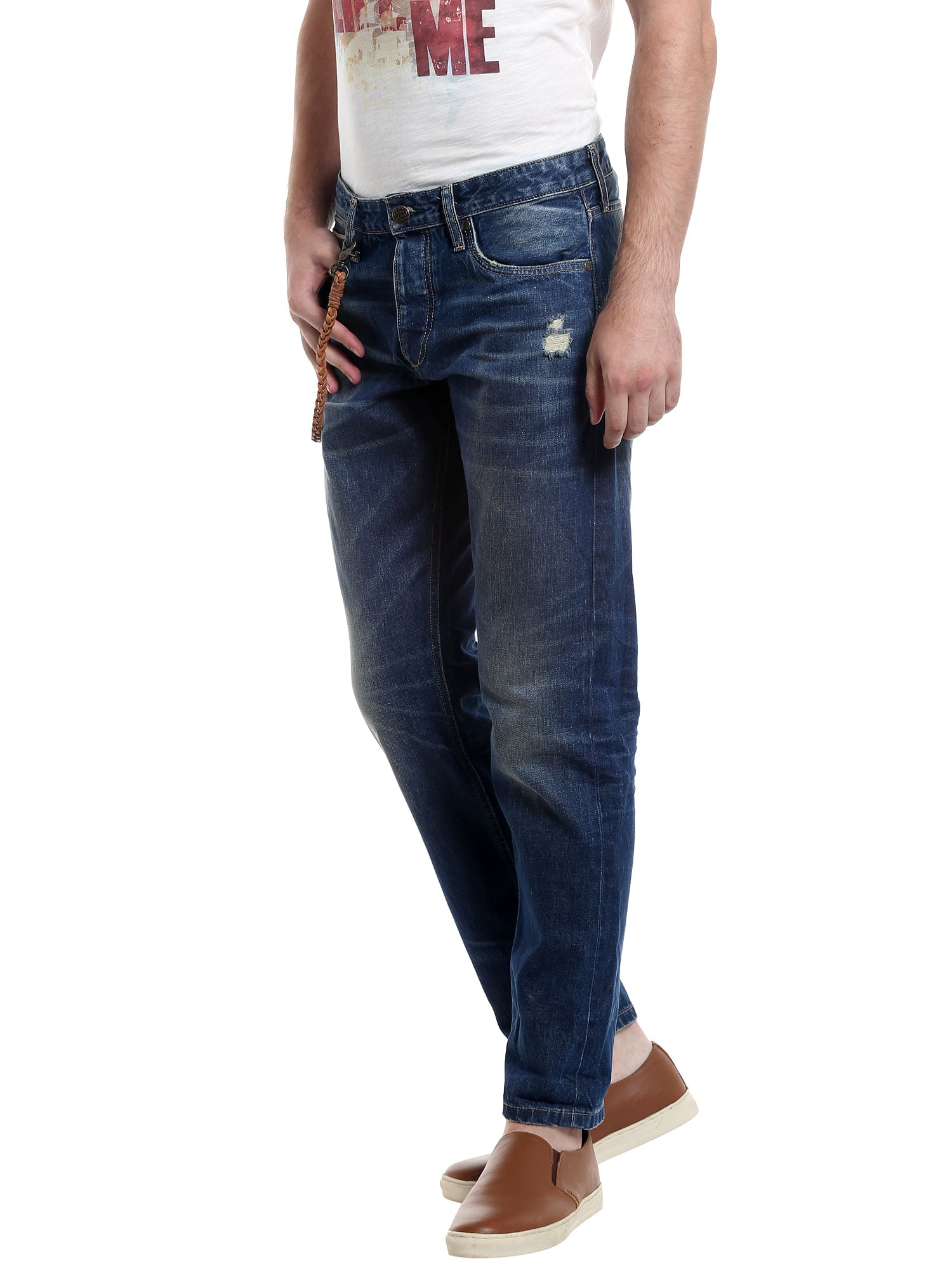Dark Blue Mid Rise Relaxed Fit Jeans
