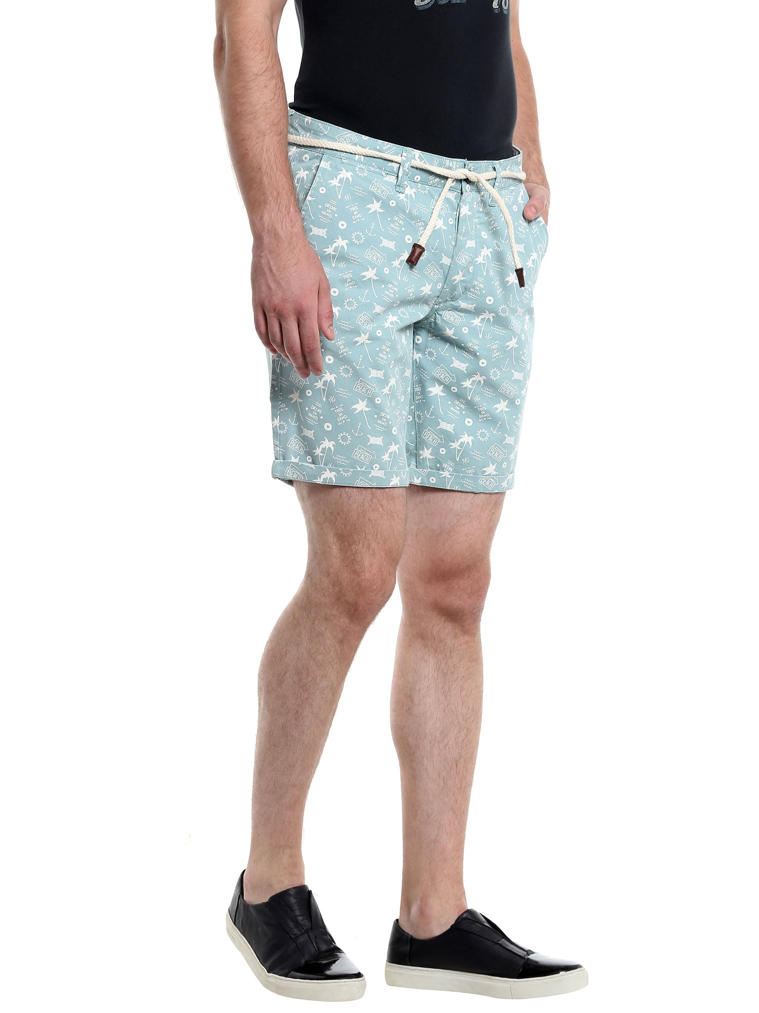 Blue Printed Chino Shorts