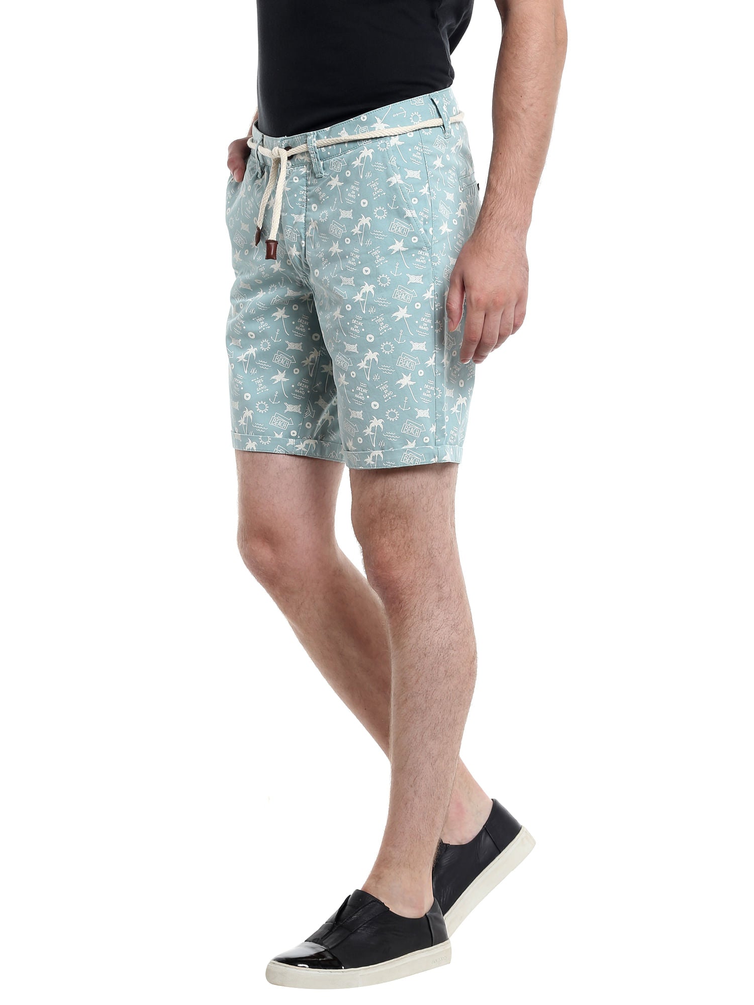 Blue Printed Chino Shorts