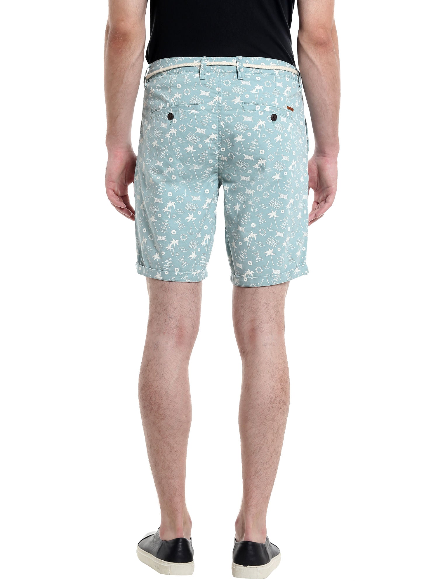 Blue Printed Chino Shorts