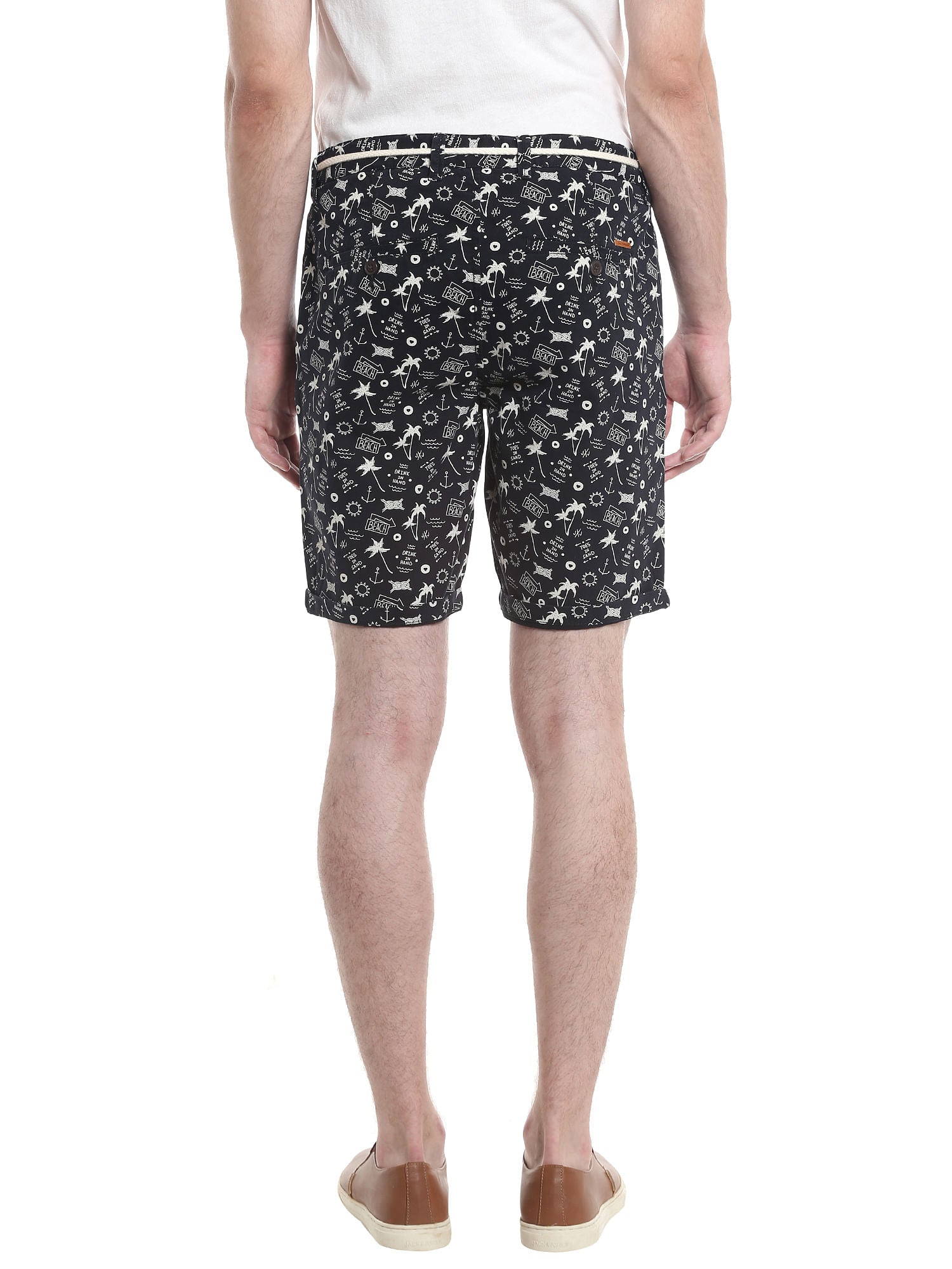 Black Printed Chino Shorts