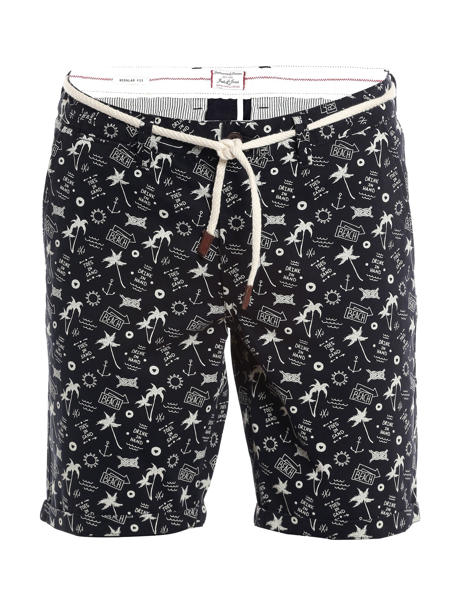 Black Printed Chino Shorts
