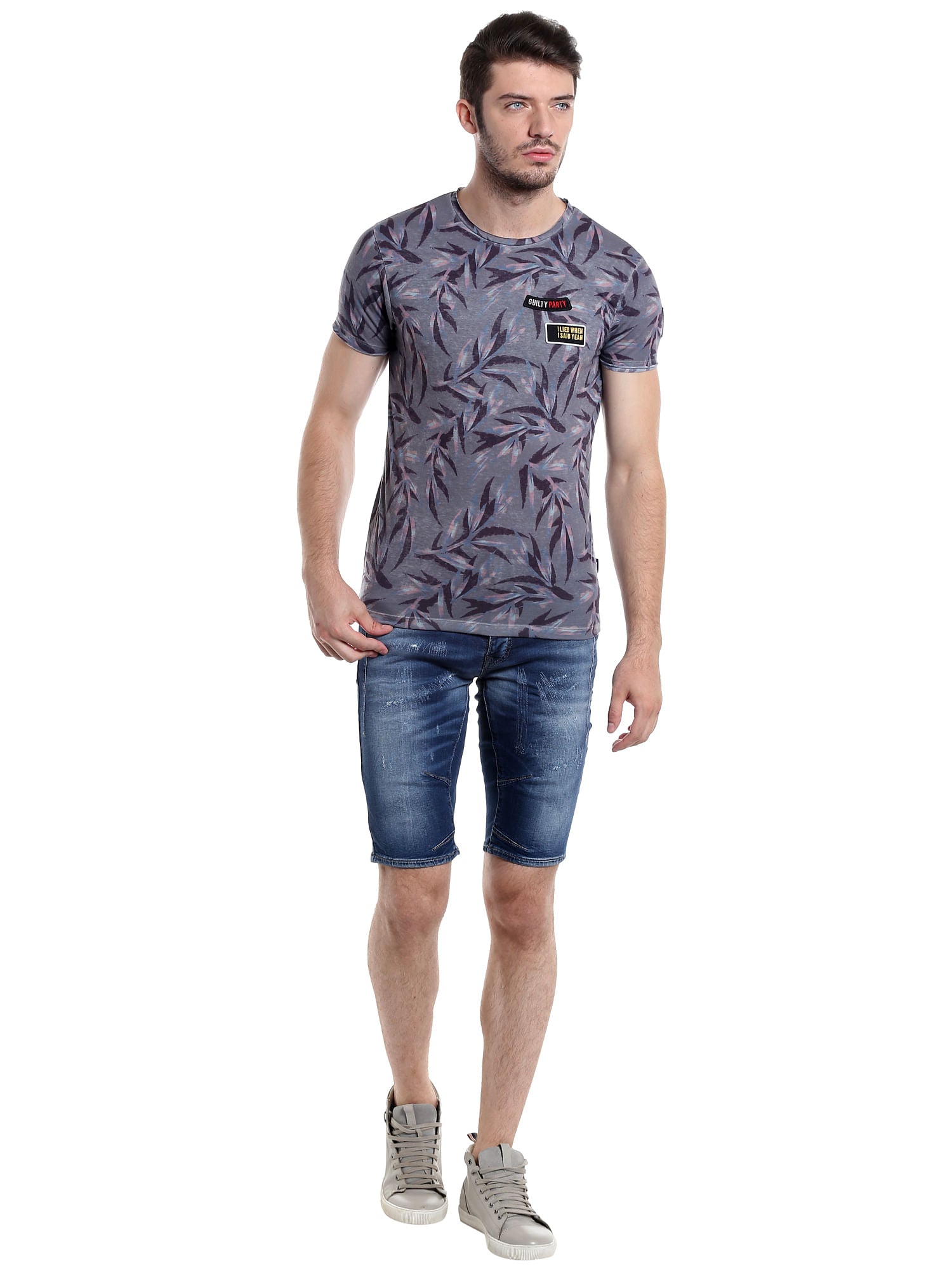 Dark Blue Denim Slim Fit Shorts
