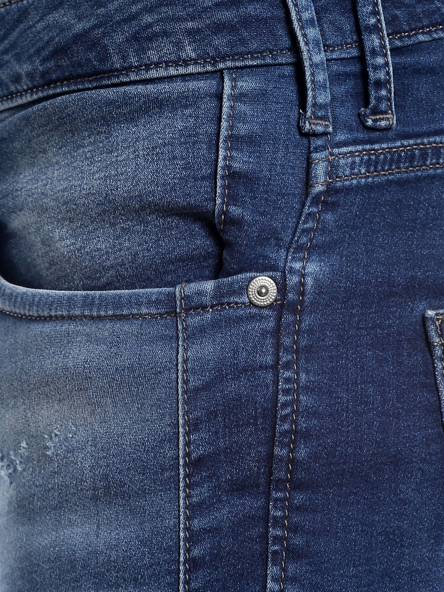 Dark Blue Denim Slim Fit Shorts