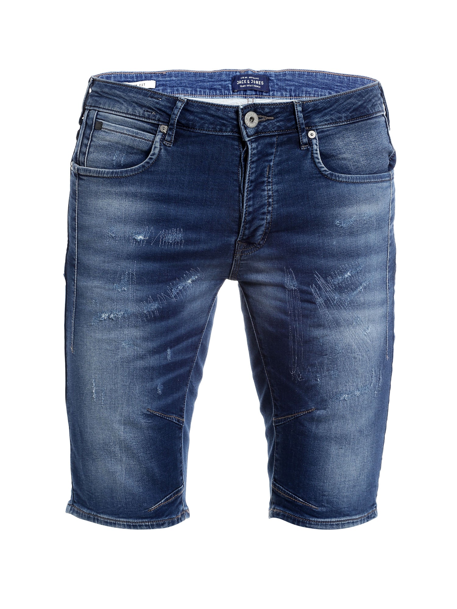 Dark Blue Denim Slim Fit Shorts