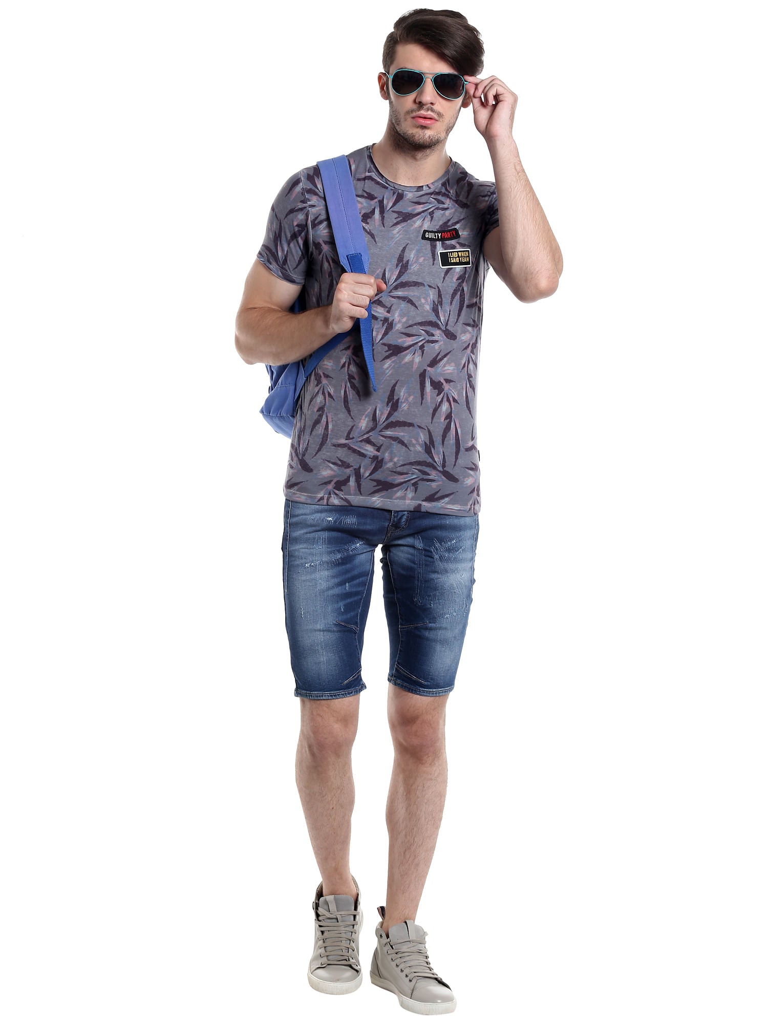 Dark Blue Denim Slim Fit Shorts