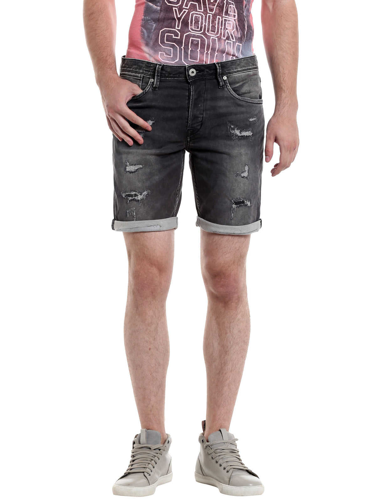 Dark Grey Denim Shorts - S