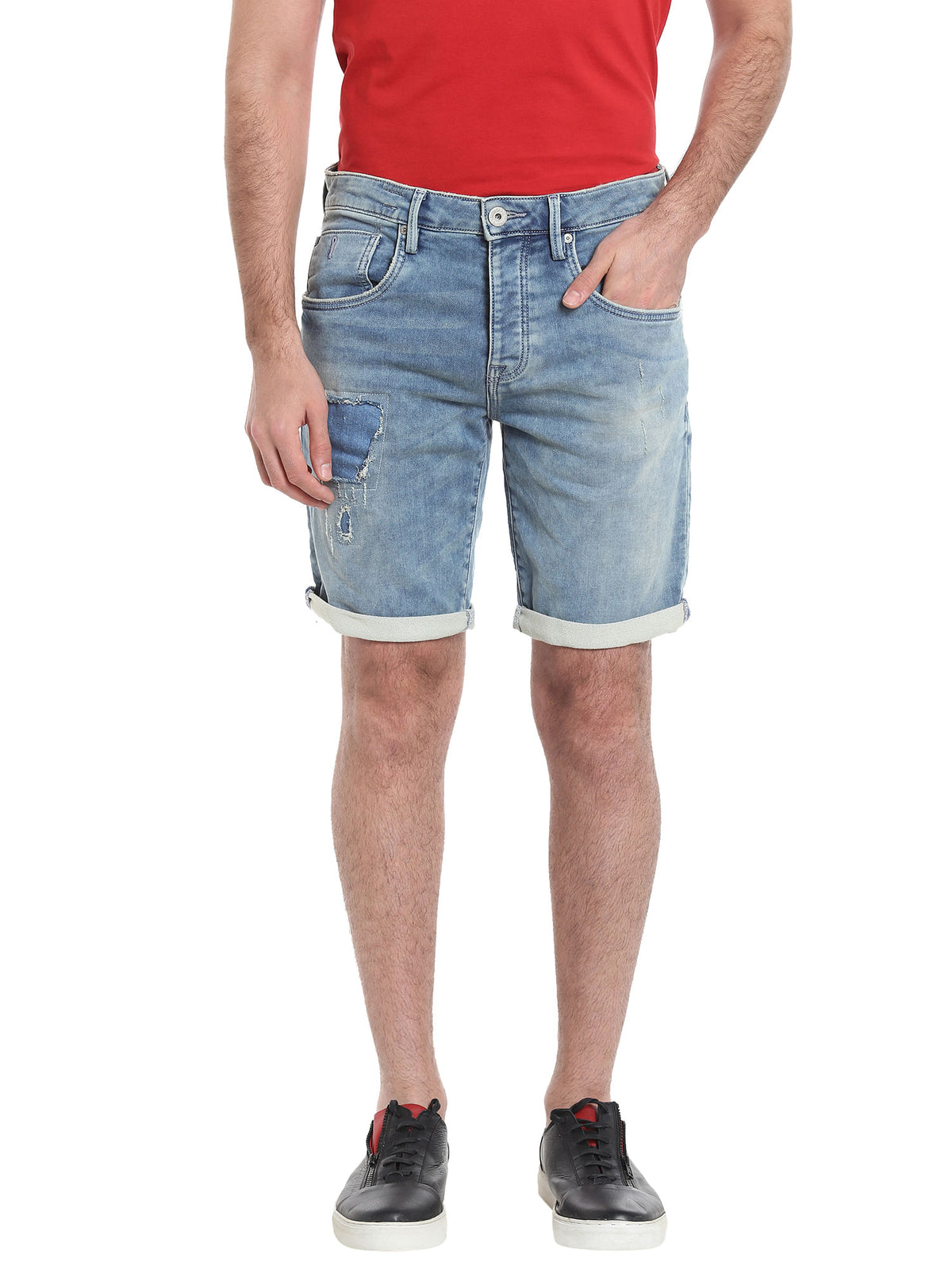 Light Blue Denim Mid Rise Shorts - S