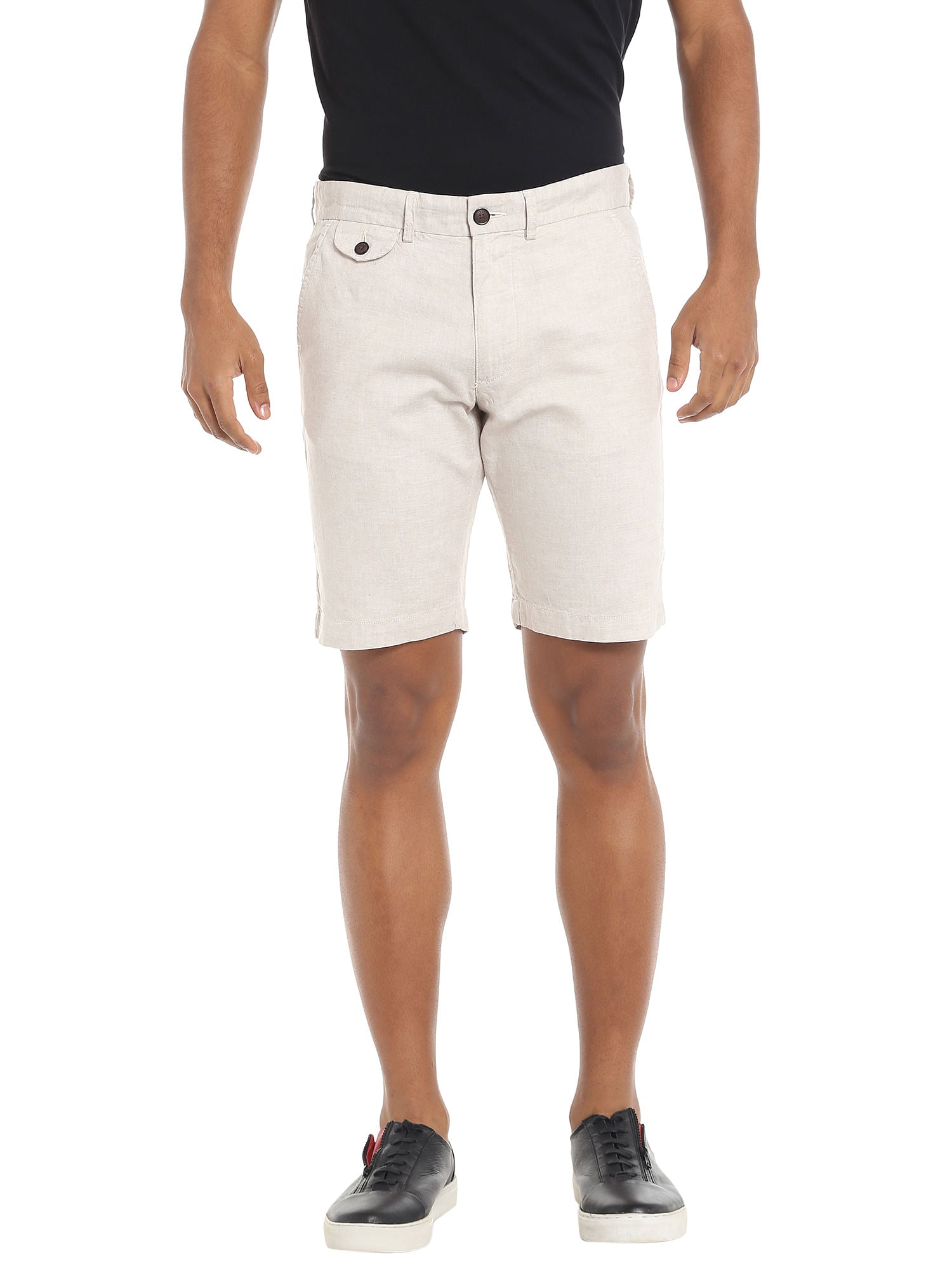 Off White Chino Linen Shorts