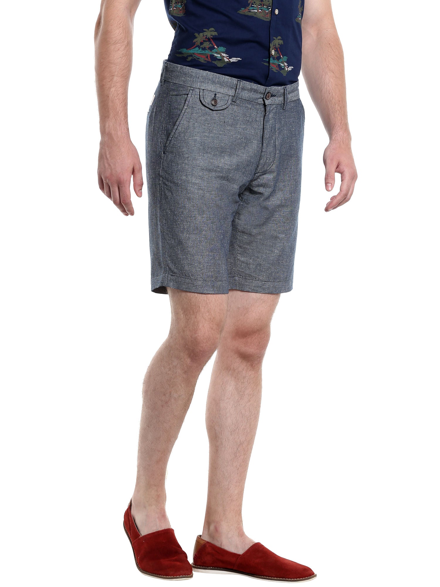 Grey Chino Linen Shorts
