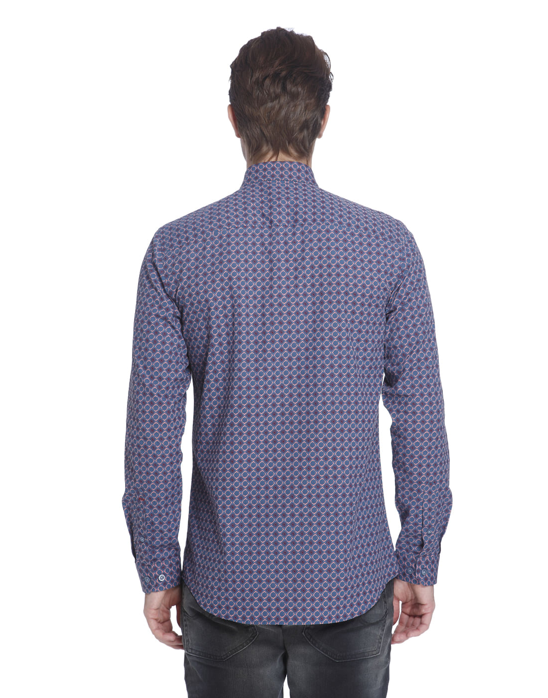 Blue All Over Print Slim Fit Shirt