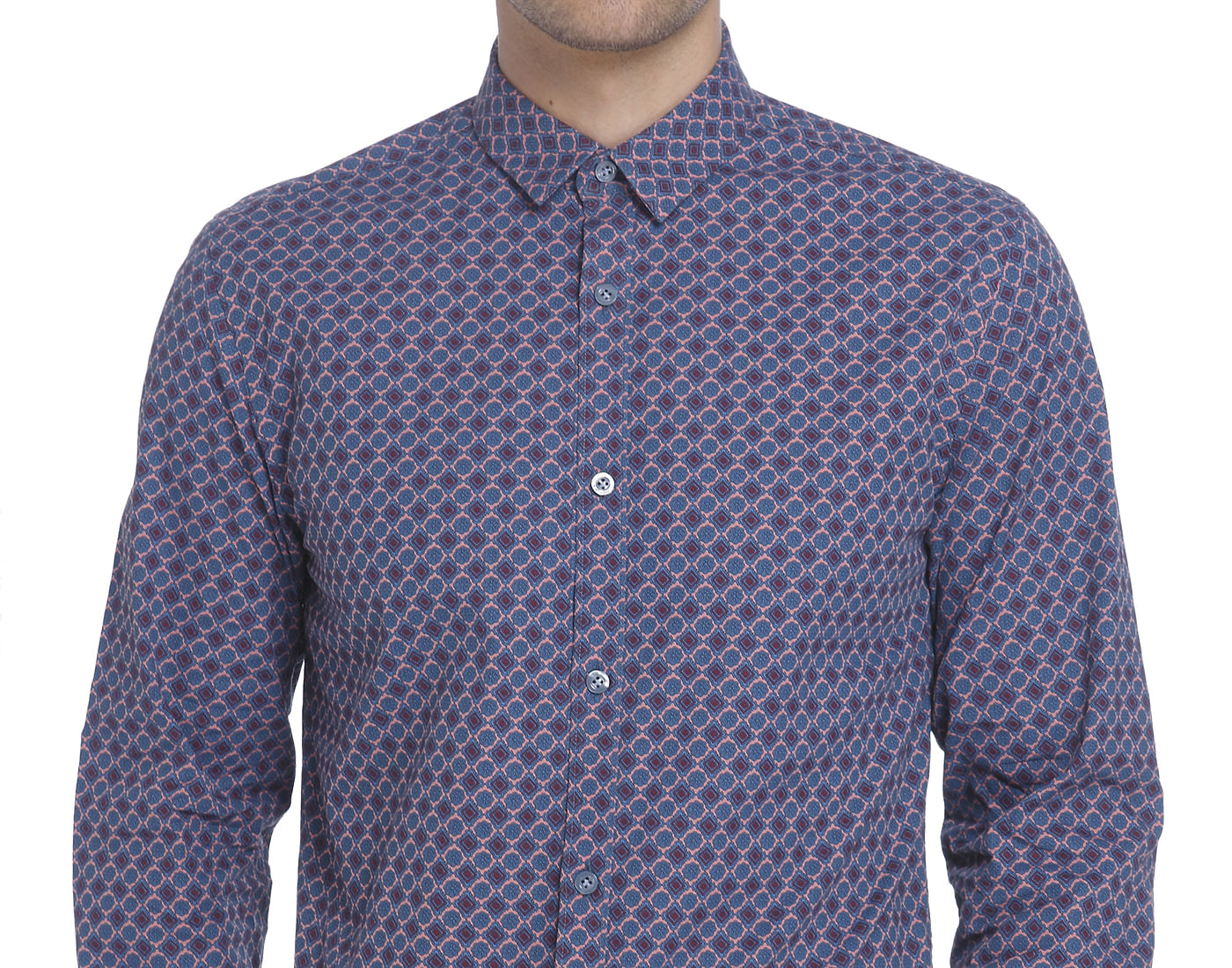 Blue All Over Print Slim Fit Shirt