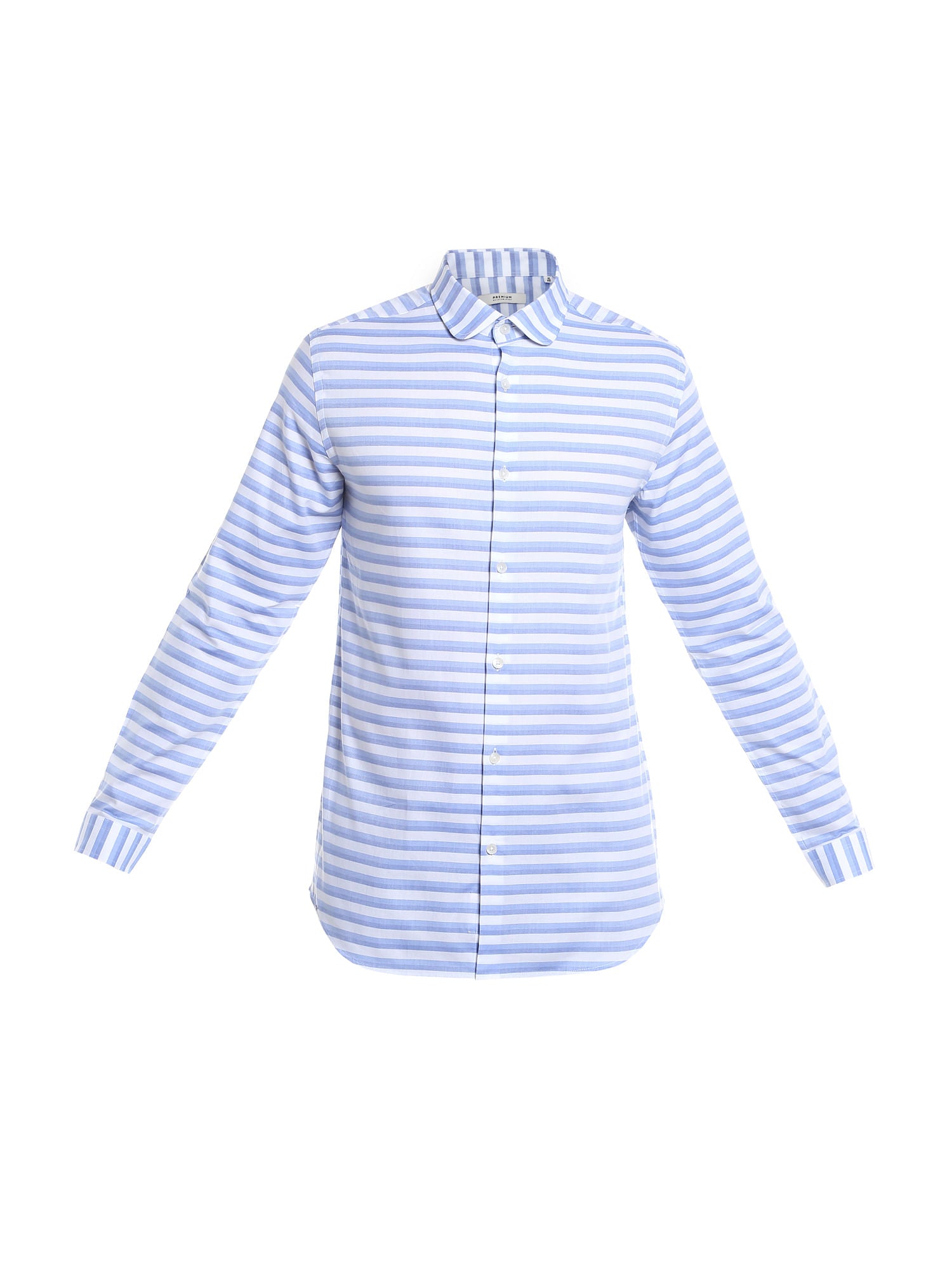 White & Blue Striped Slim Fit Shirt