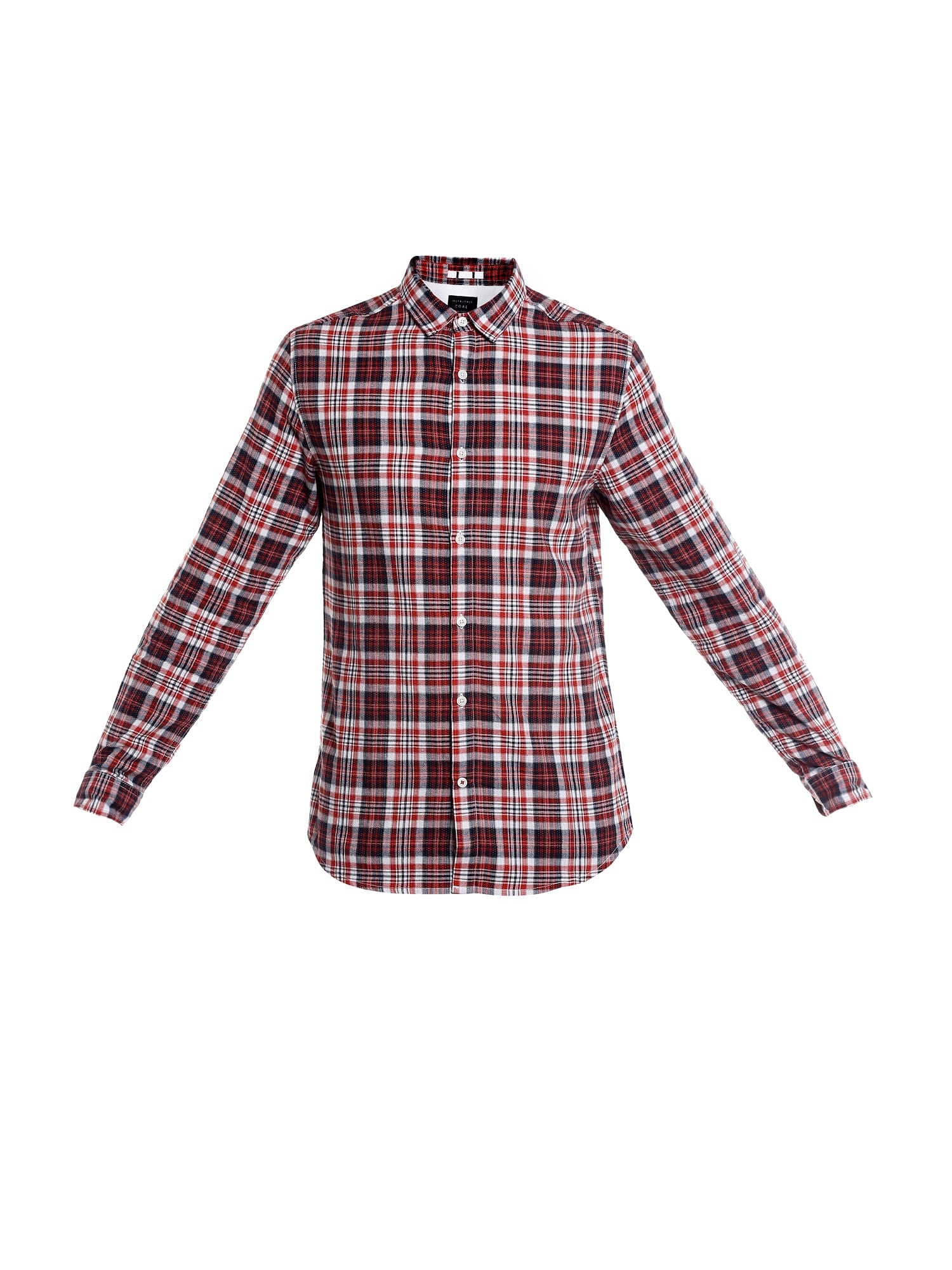Red Long Sleeves Check Shirt