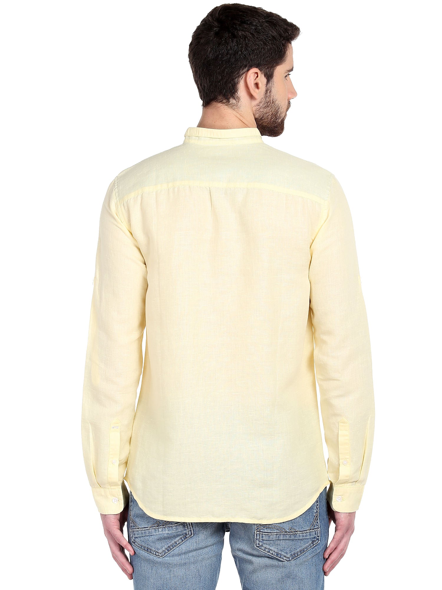 Yellow Mandarin Collar Shirt