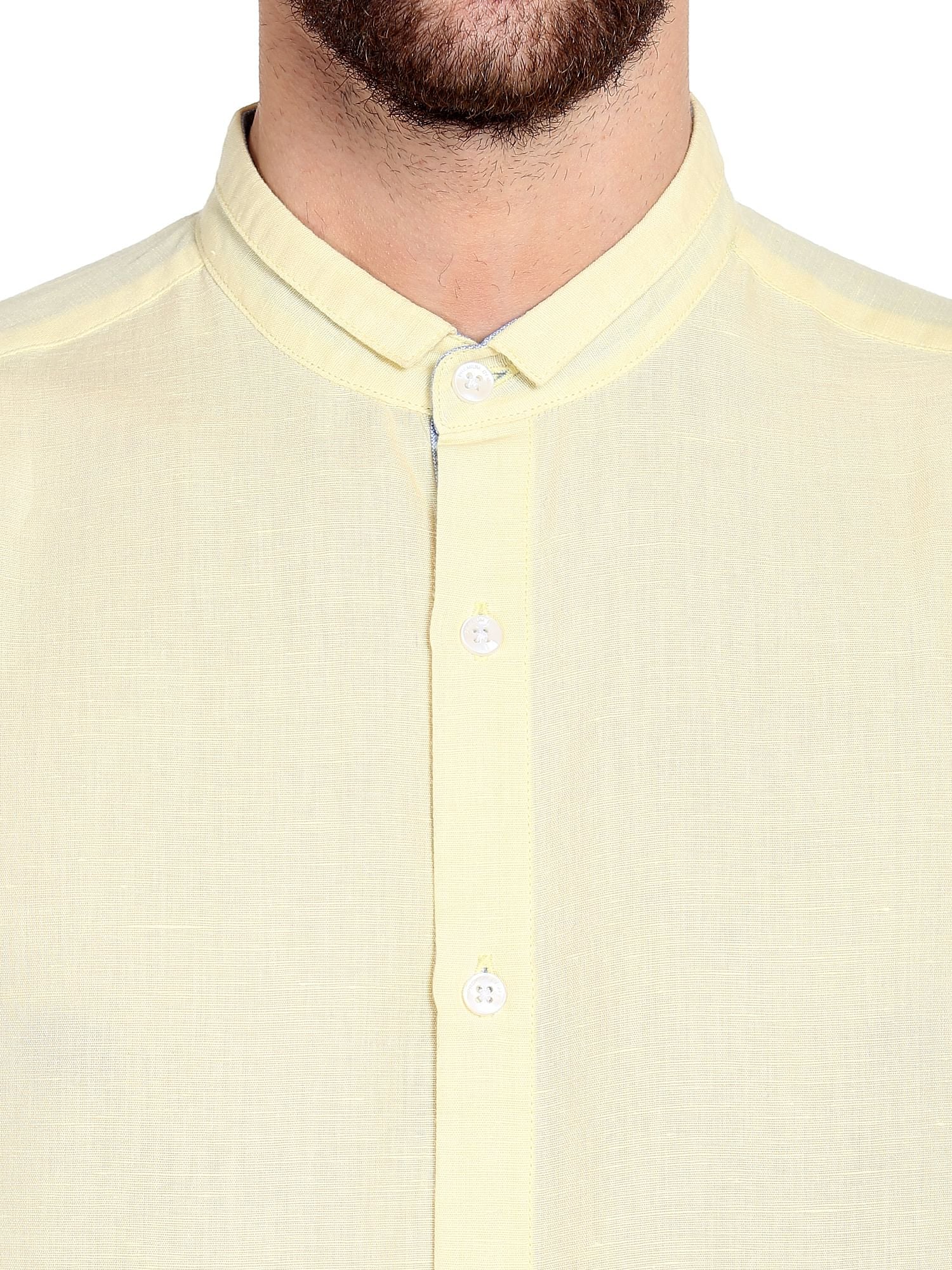 Yellow Mandarin Collar Shirt