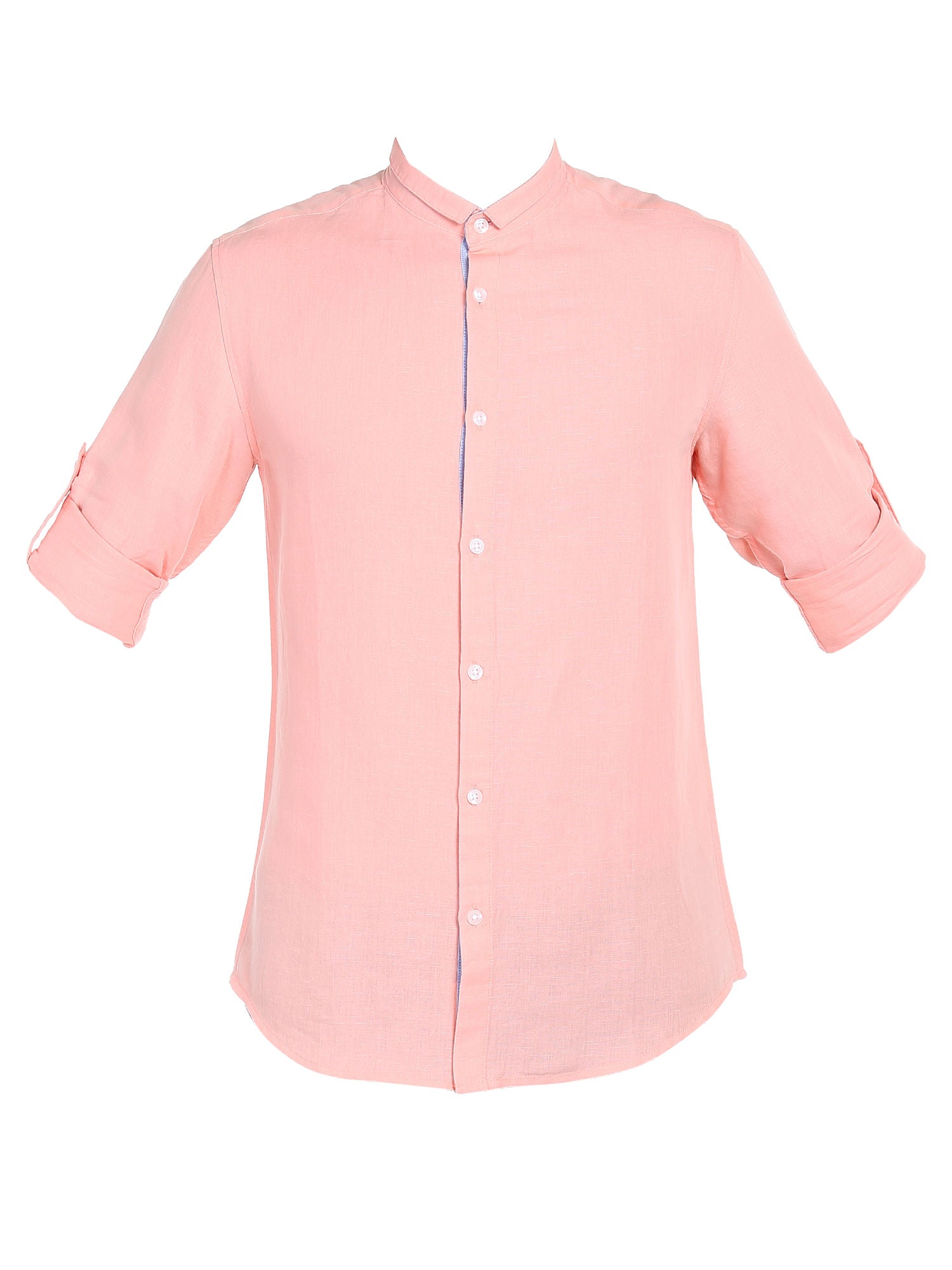 Peach Mandarin Collar Shirt