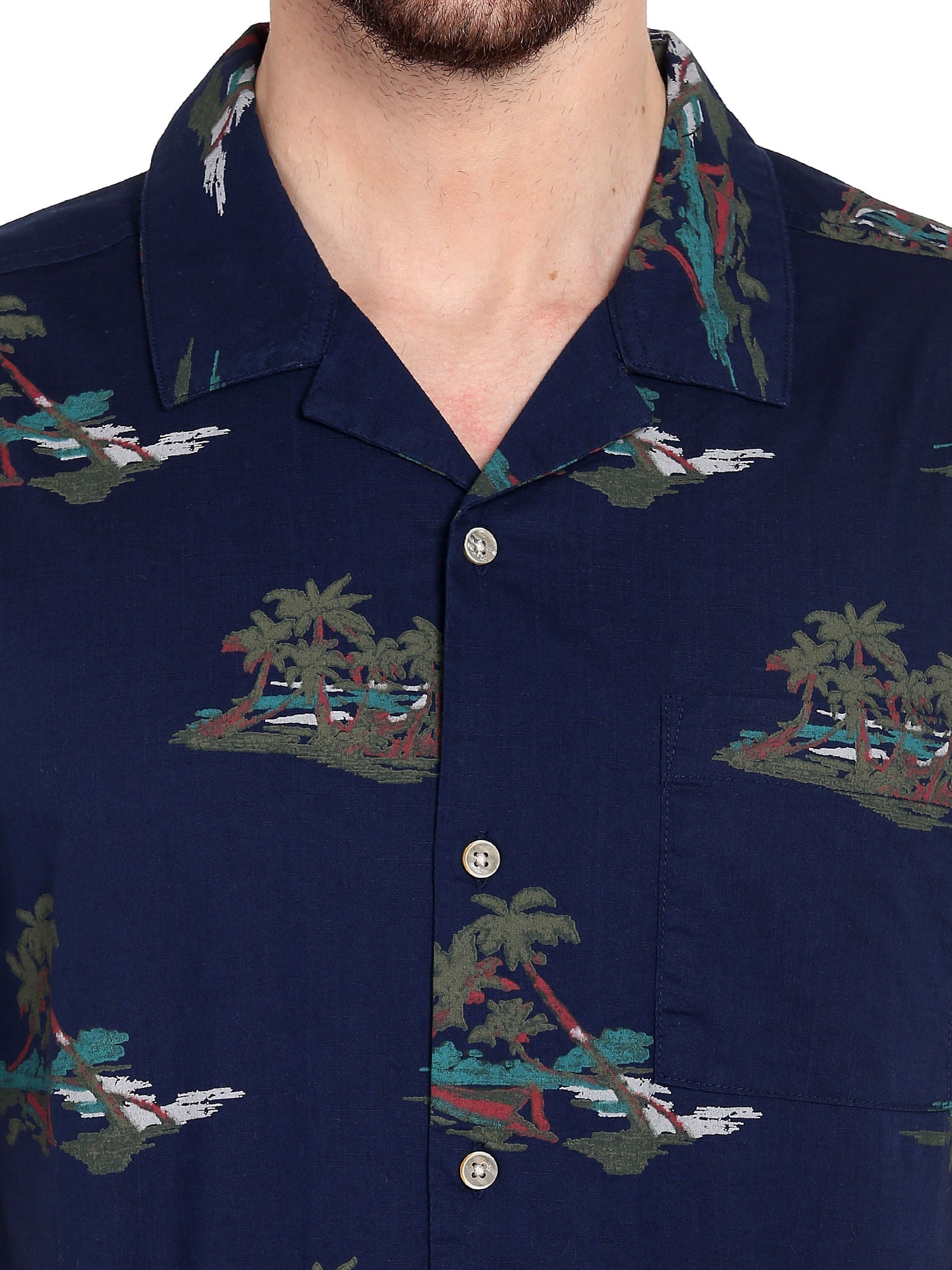 Dark Blue Palm Print Shirt