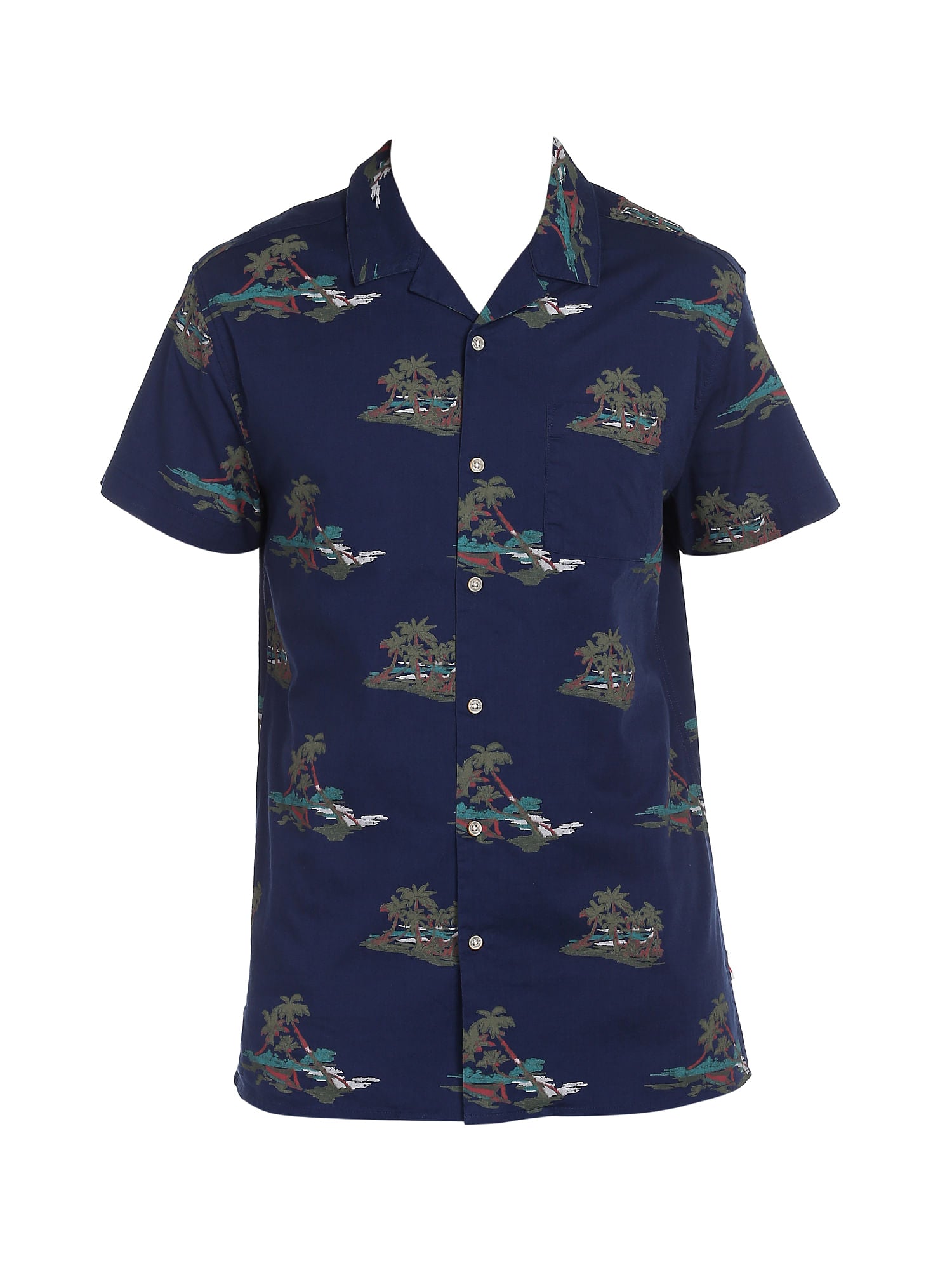 Dark Blue Palm Print Shirt