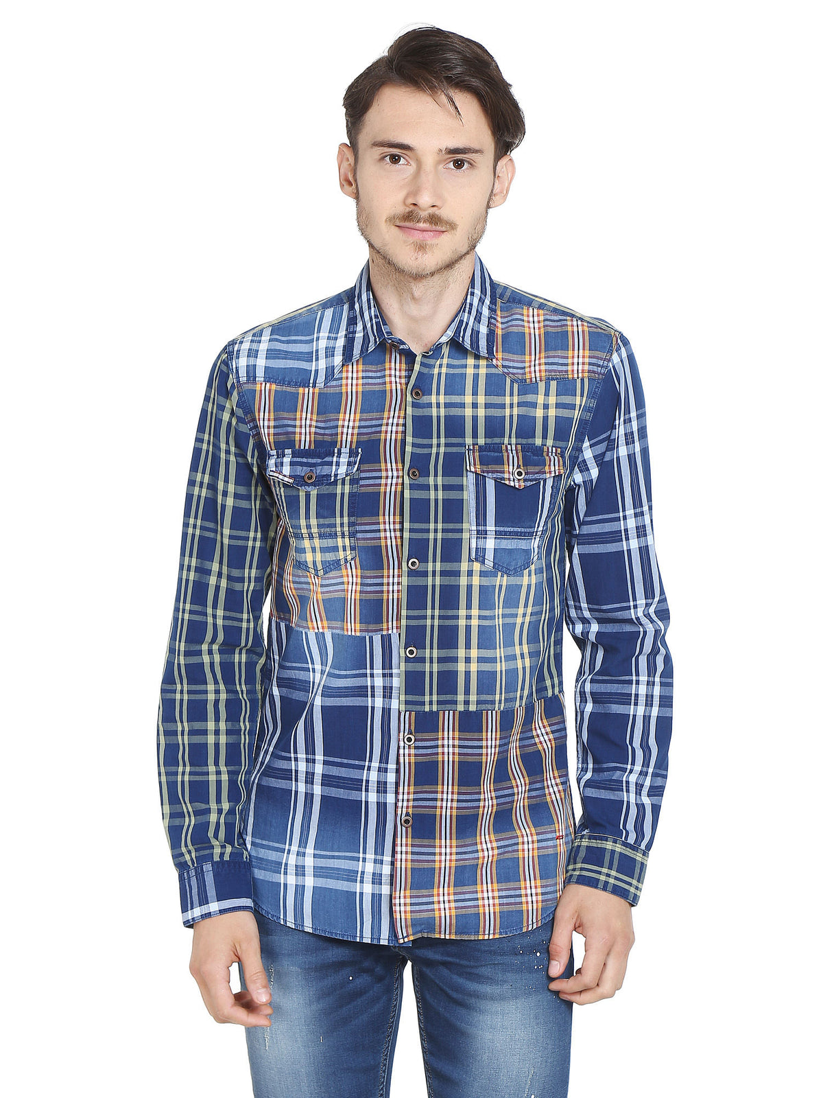 Blue Check Slim Fit Shirt - S