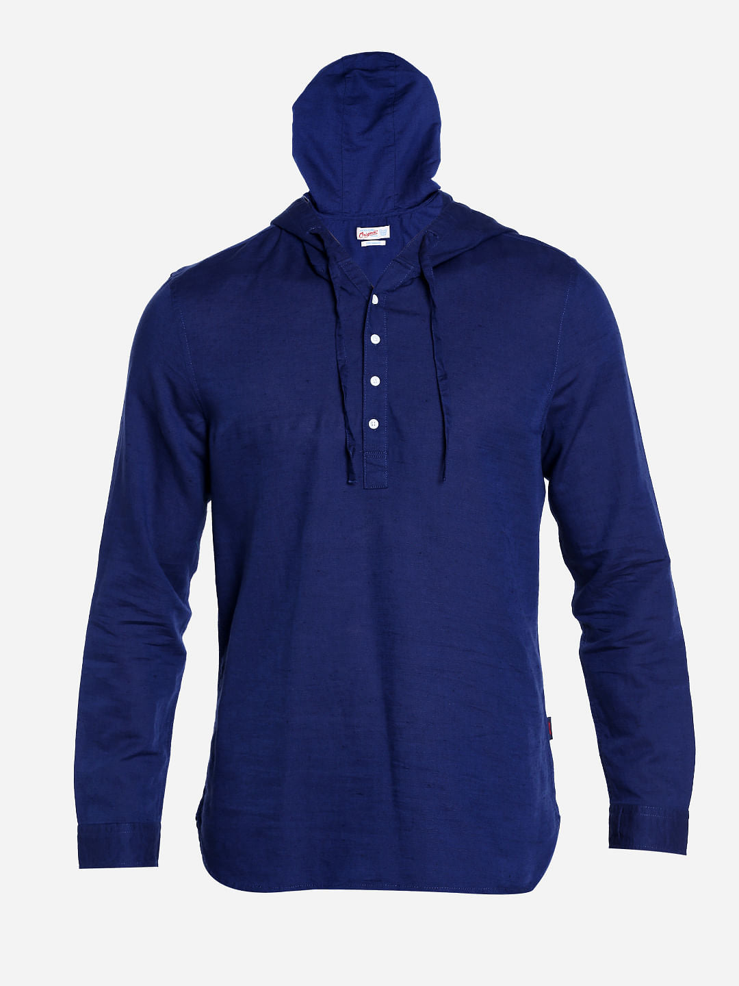 Dark Blue Linen Hoodie Shirt