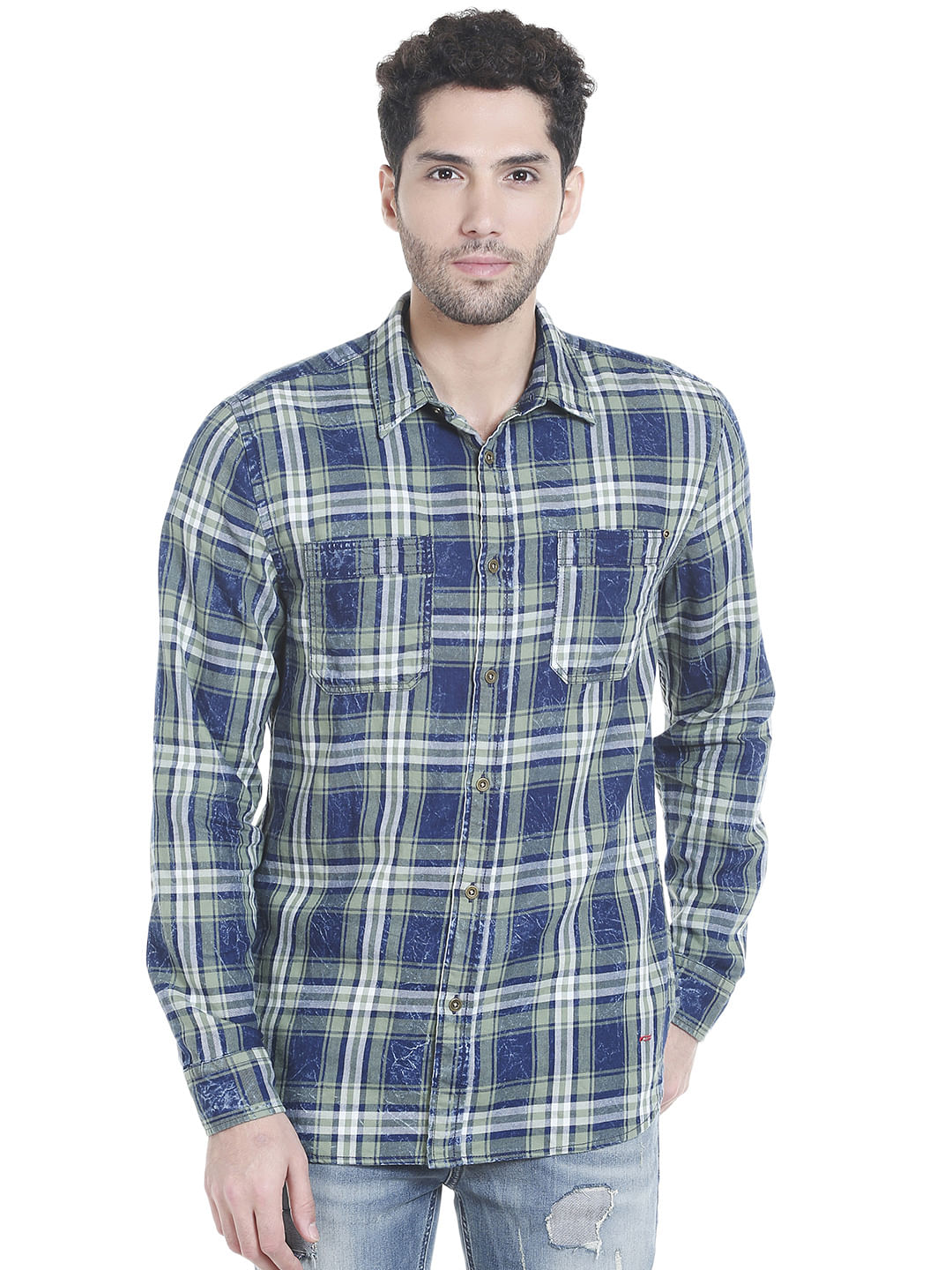 Blue Check Slim Fit Shirt - S