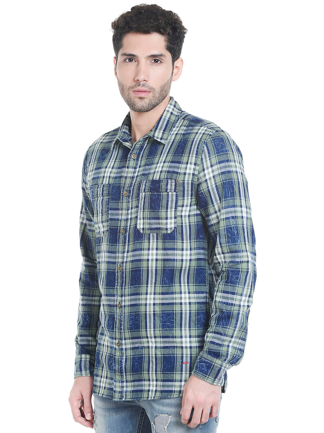 Blue Check Slim Fit Shirt