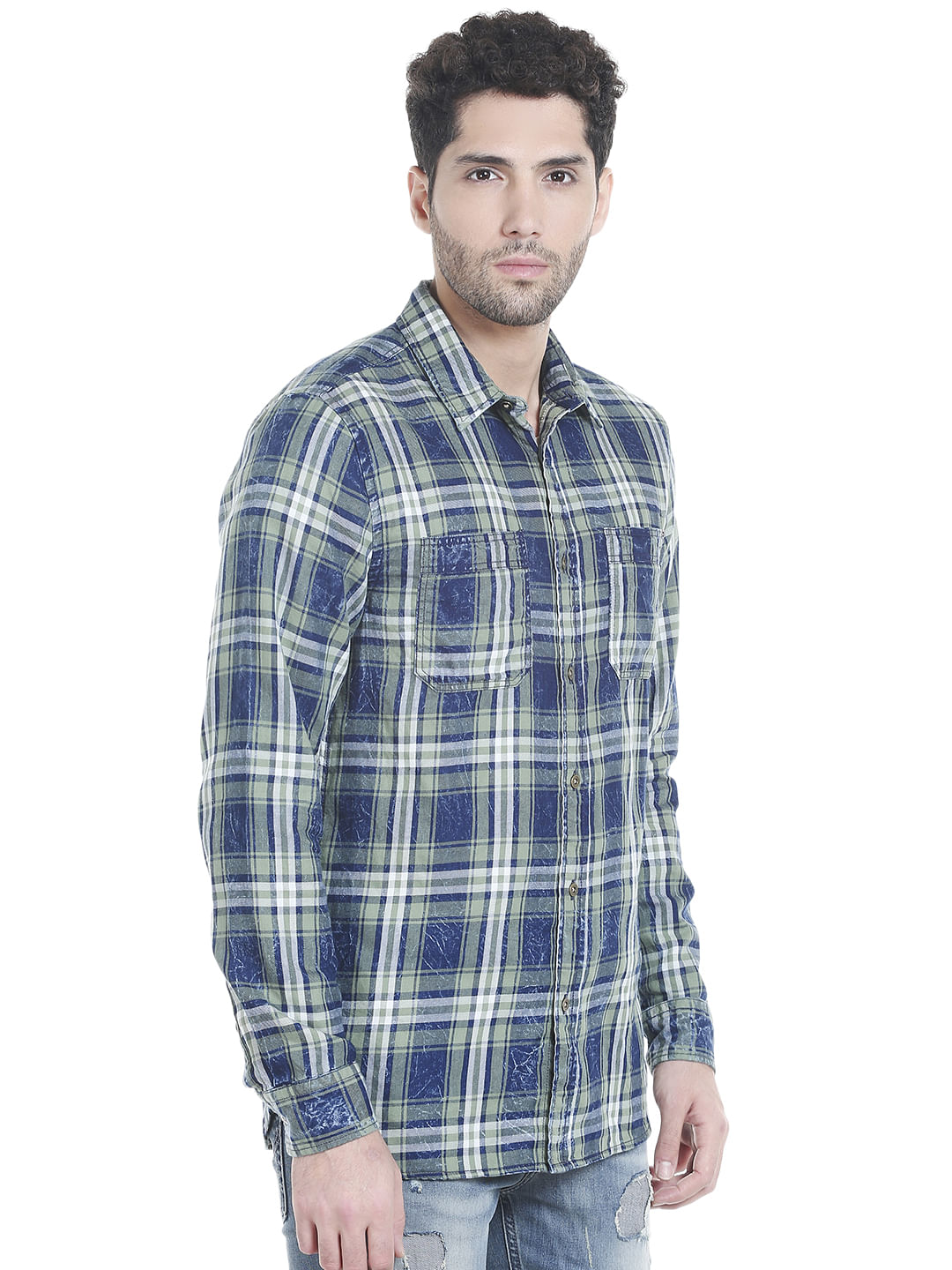 Blue Check Slim Fit Shirt