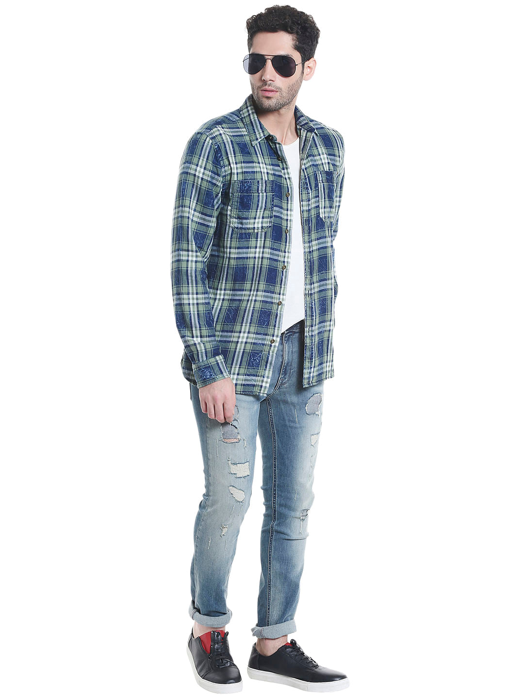 Blue Check Slim Fit Shirt