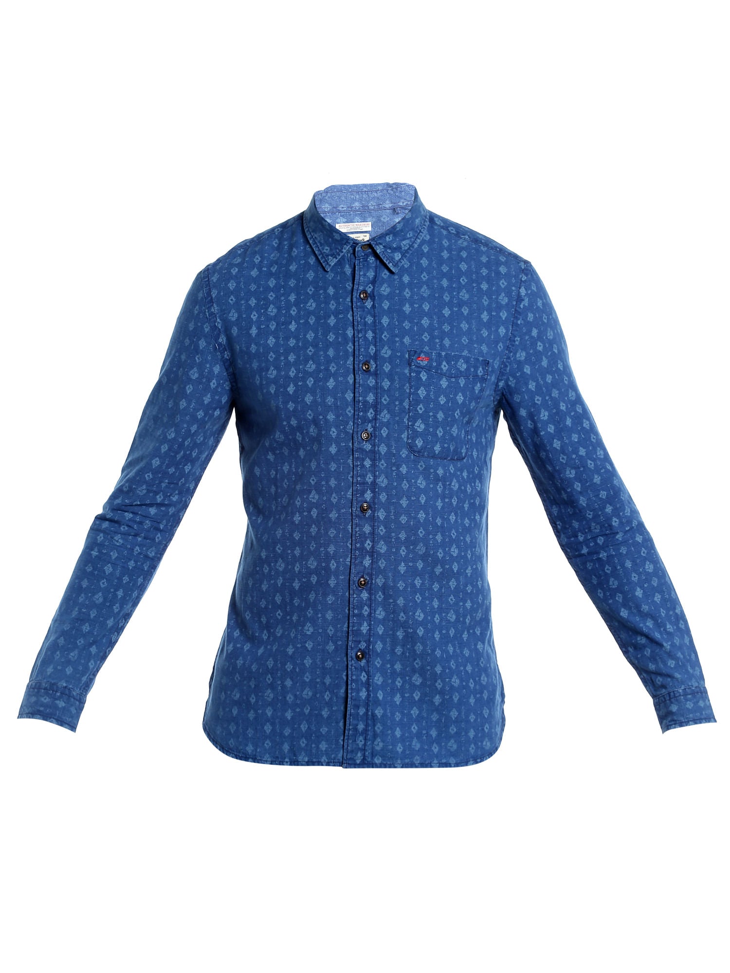 Blue Printed Slim Fit Shirt