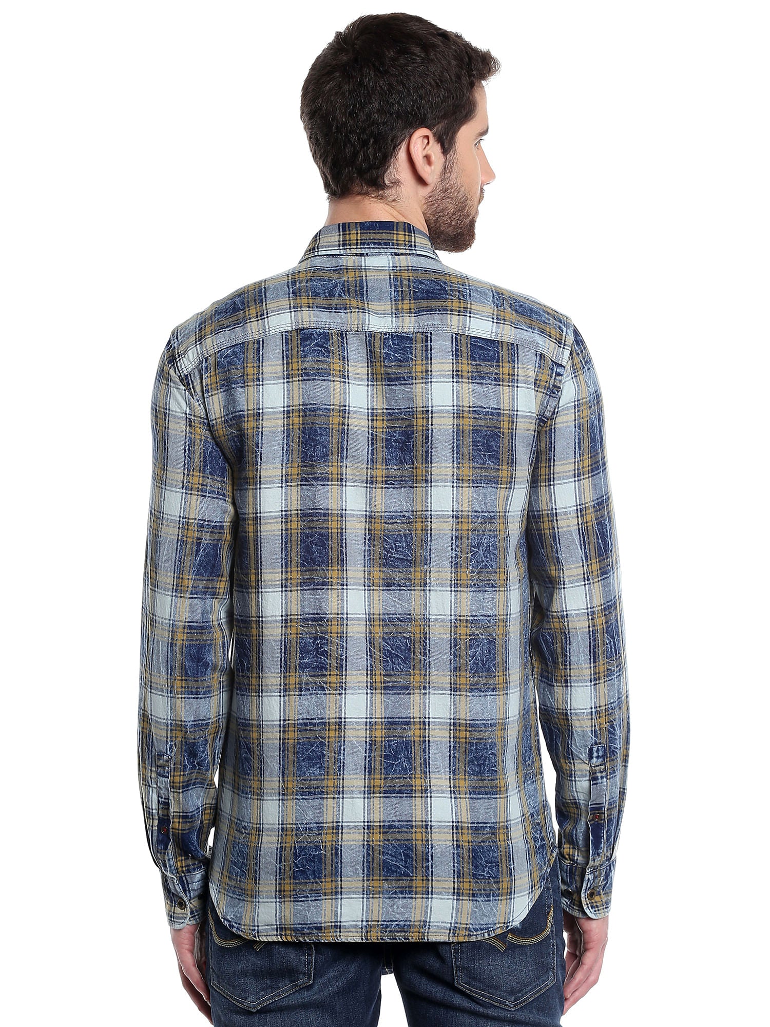 Beige Check Slim Fit Shirt