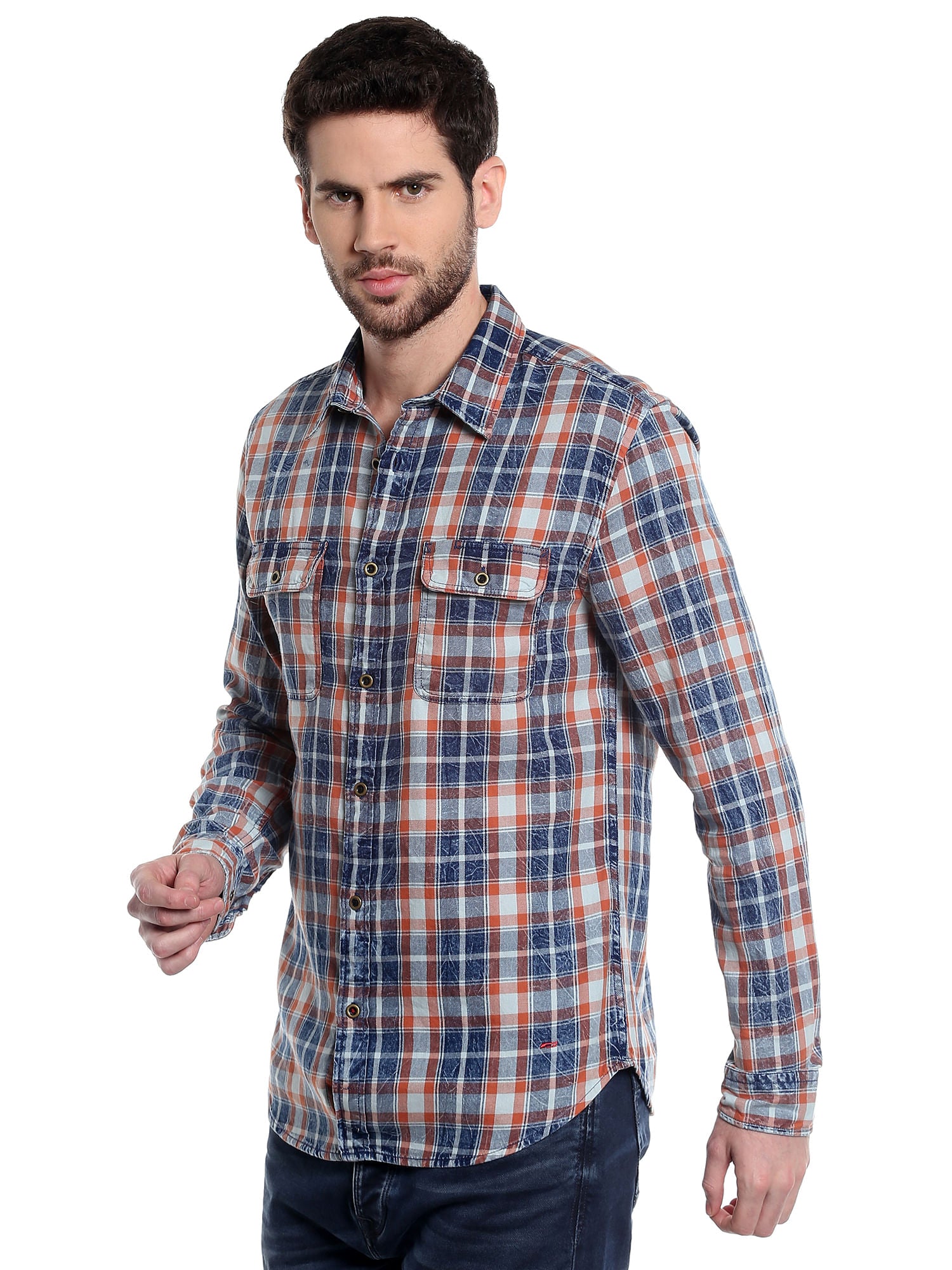 Blue Check Slim Fit Shirt