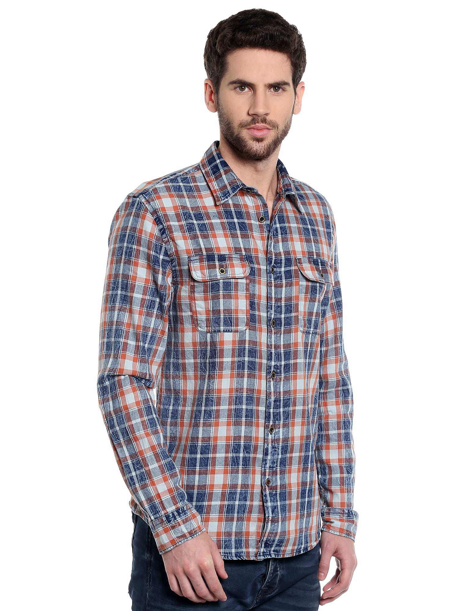 Blue Check Slim Fit Shirt