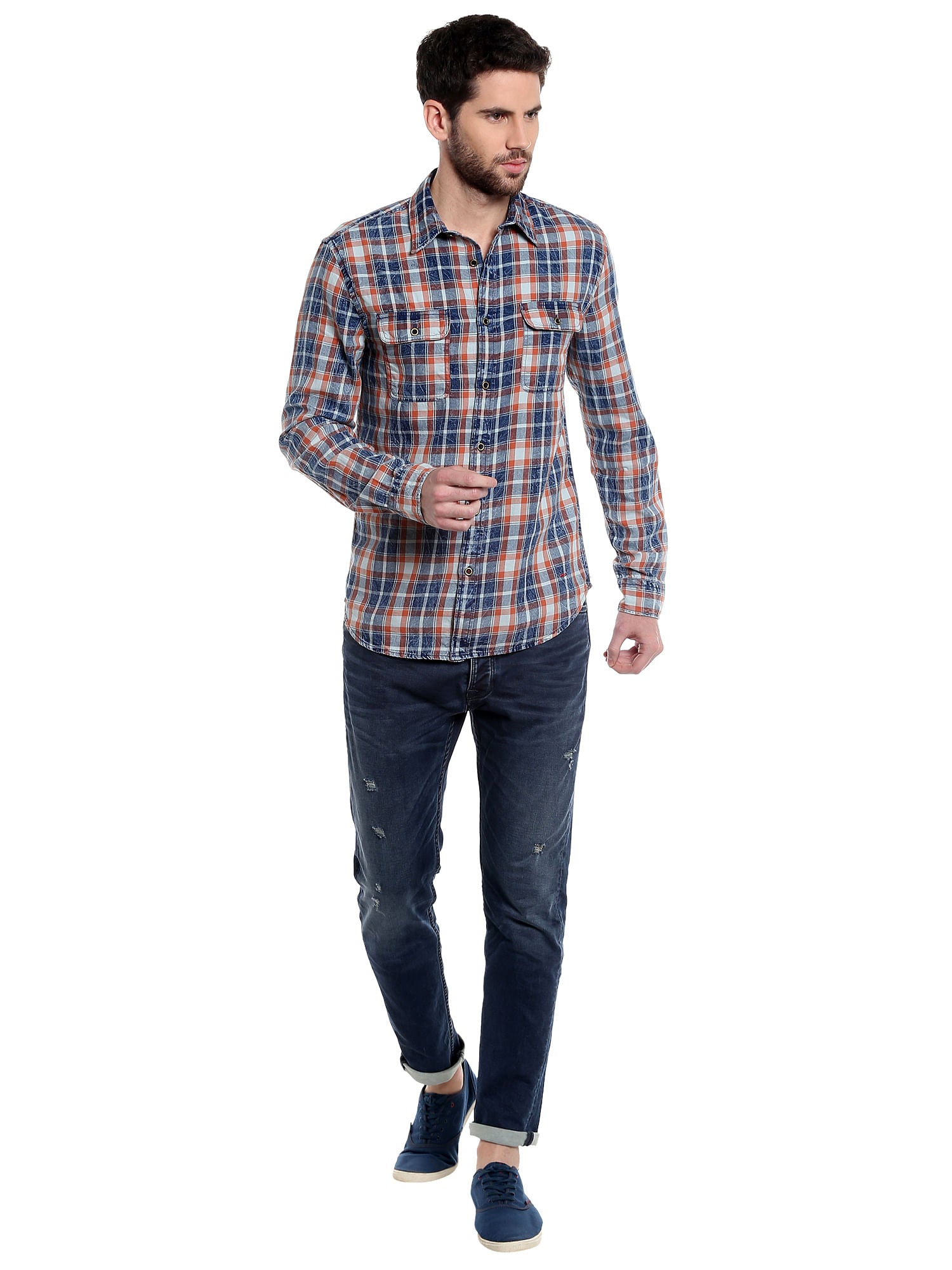 Blue Check Slim Fit Shirt