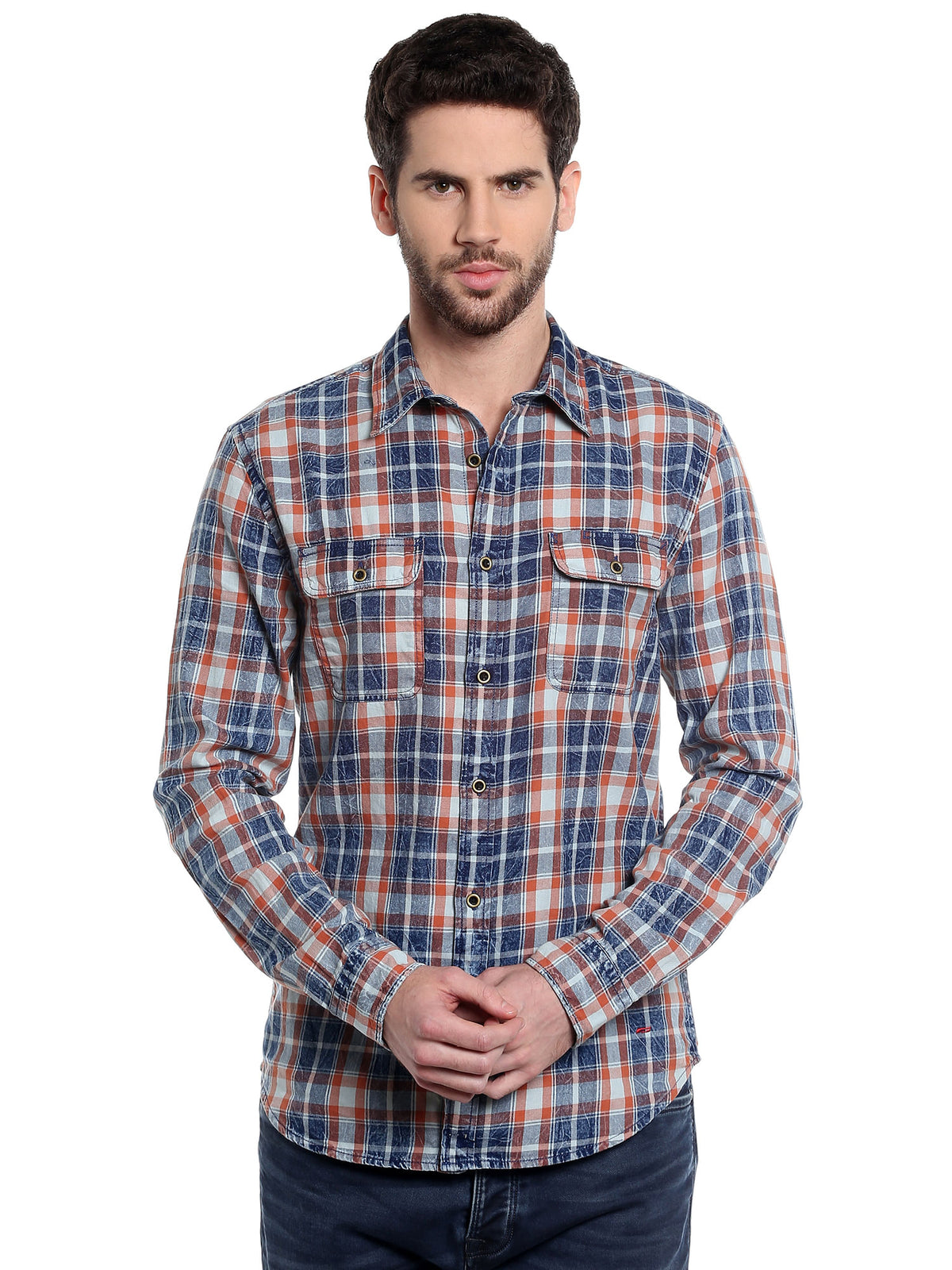 Blue Check Slim Fit Shirt - S